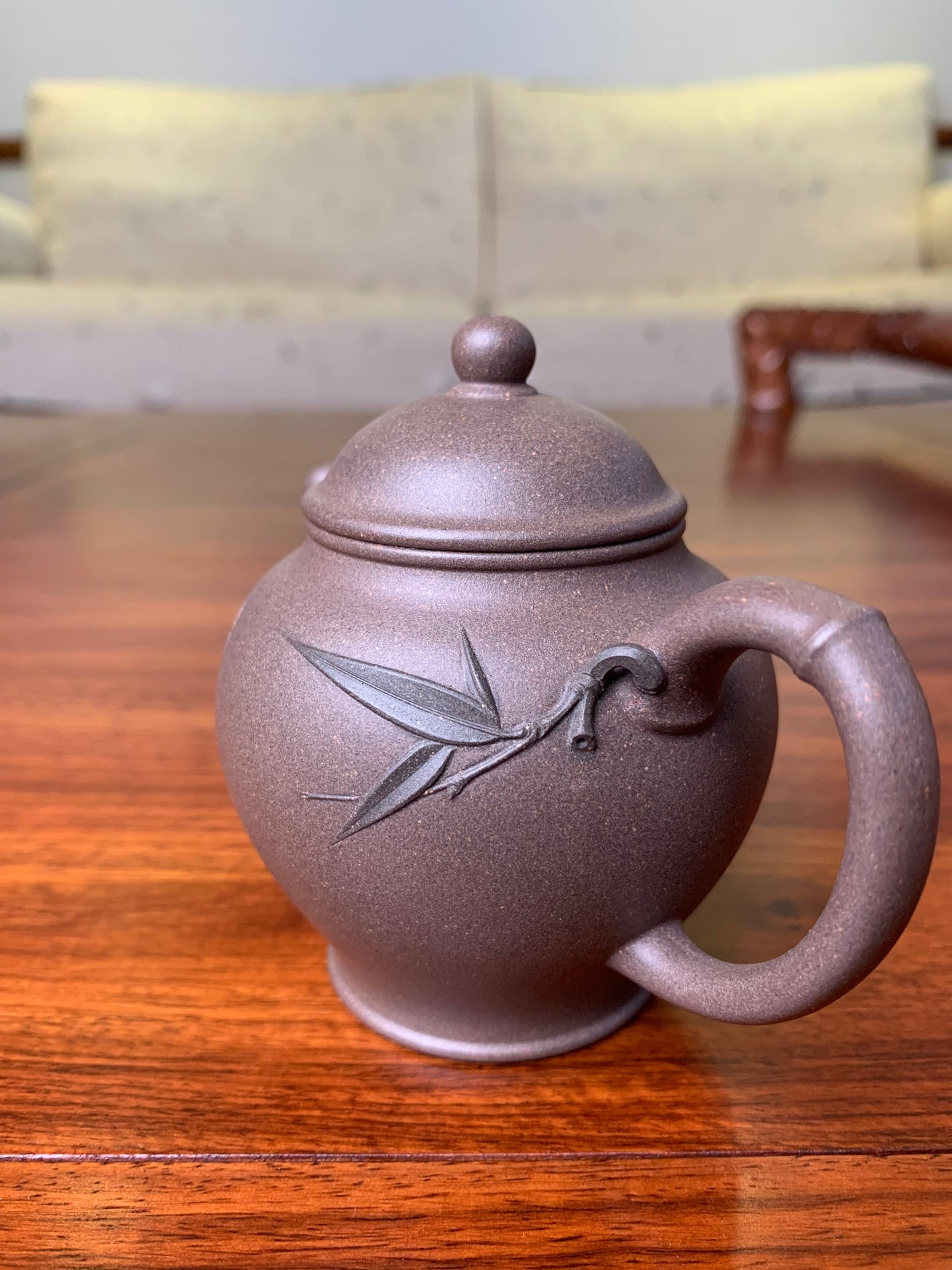 Handmade pottery teapot bamboo 130ml fully handmade - SiYuTao Teapot