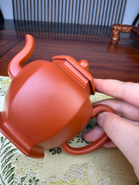 Hold the teapot in hand and admire its graceful lines.