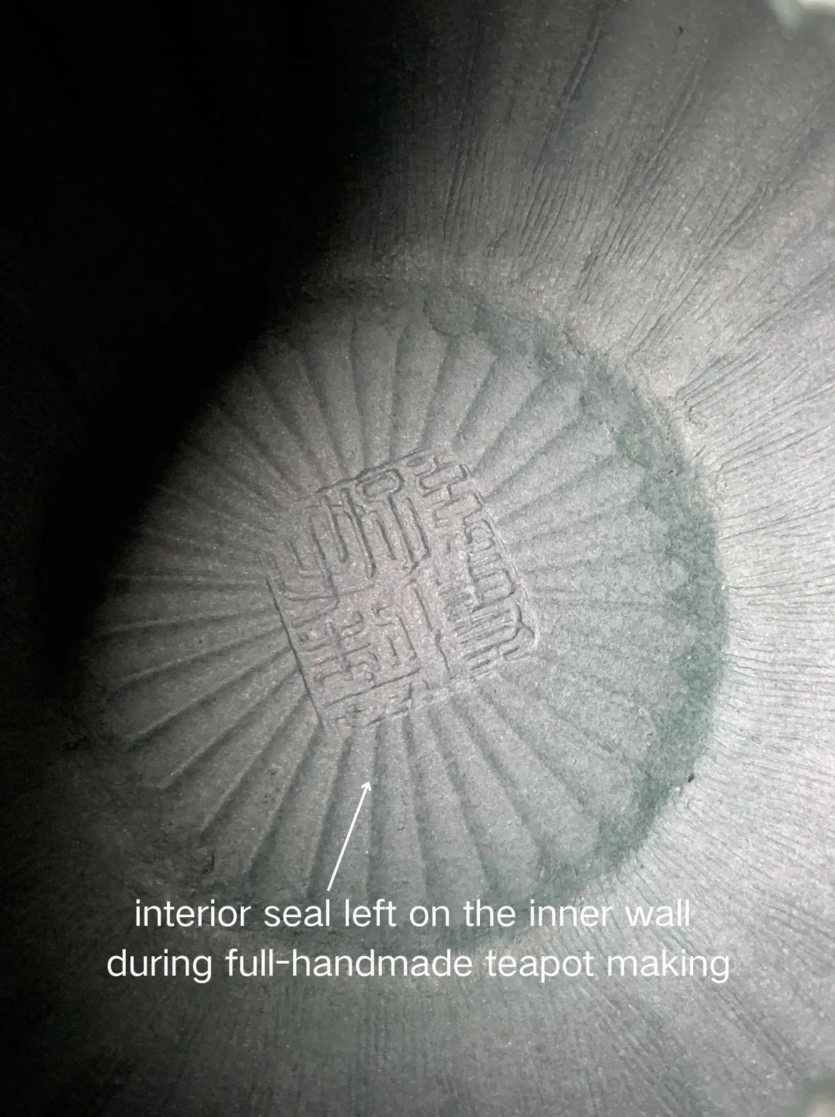 interior seal left on the inner wall during full-handmade teapot making