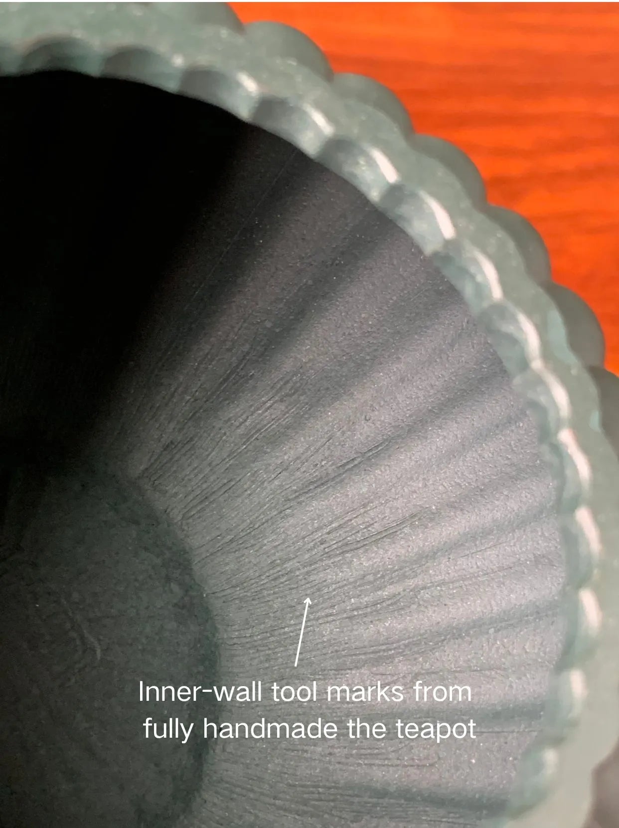 Inner-wall tool marks from fully handmade the teapot