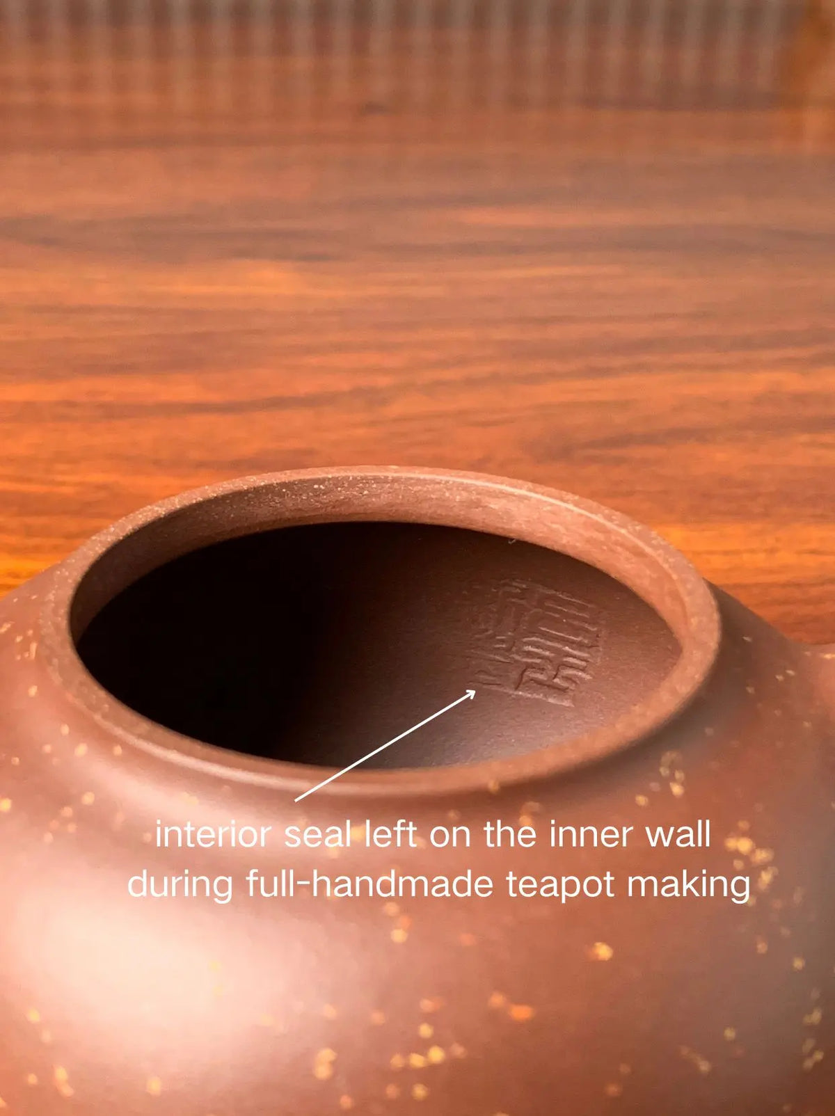 interior seal left on the inner wall during full-handmade teapot making