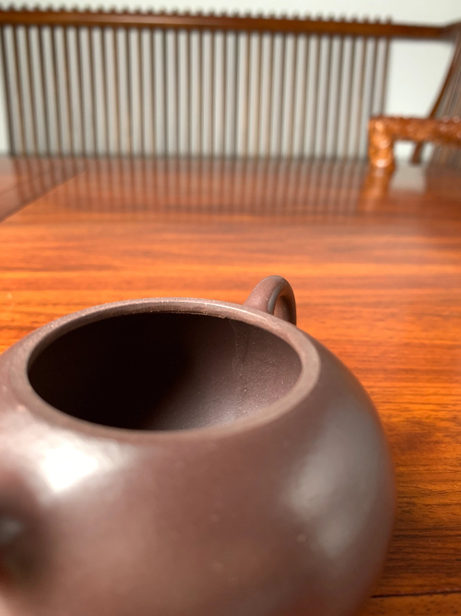 Traces of handcrafting can be seen inside the teapot