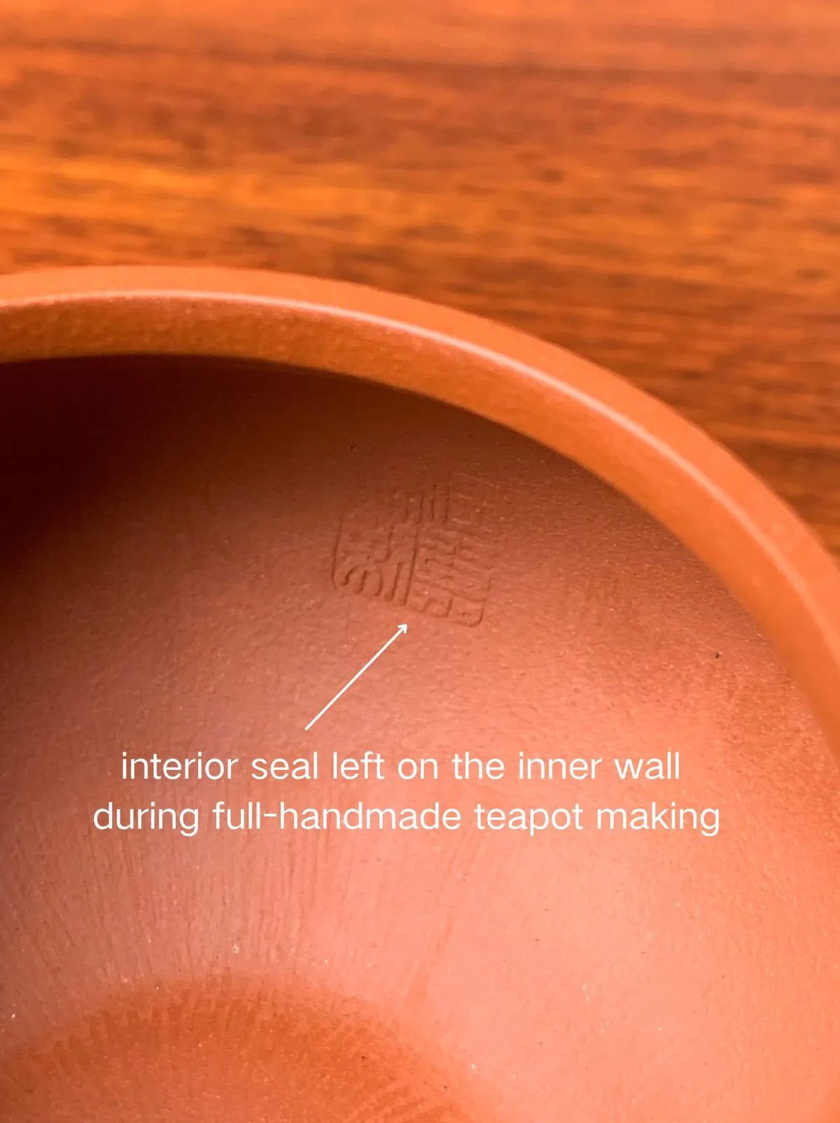 interior seal left on the inner wall during full-handmade teapot making