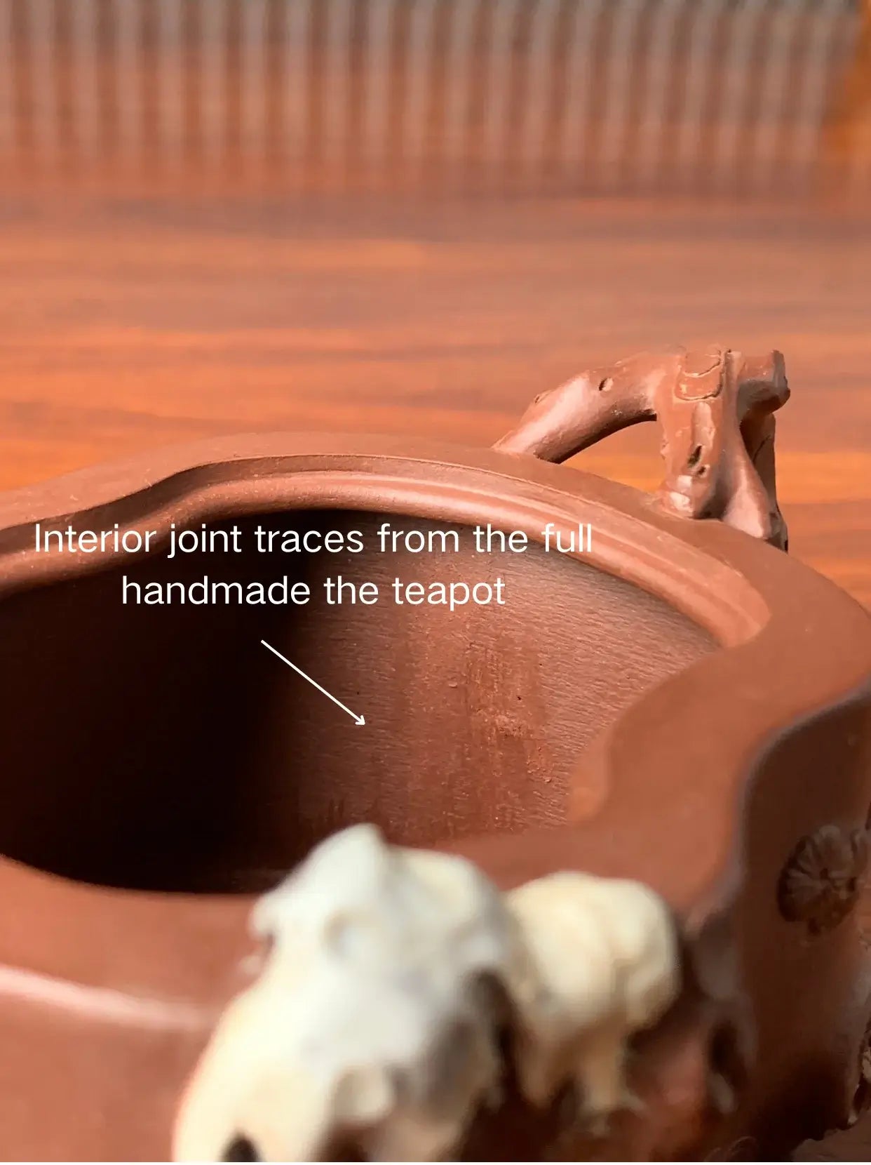 interior joint traces from the full handmade teapot