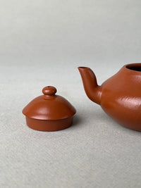The elegant lines of the teapot lid and spout
