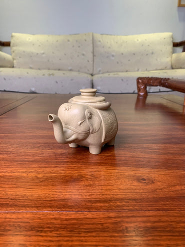 cute elephant clay teapot side