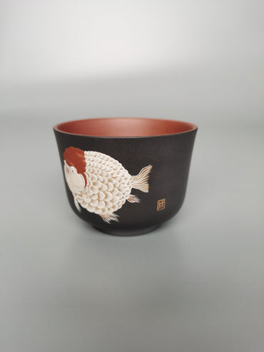 Siyutao Teacup Lucky Fish half handcrafted full hand - painted 135ml - SiYuTao Teapot