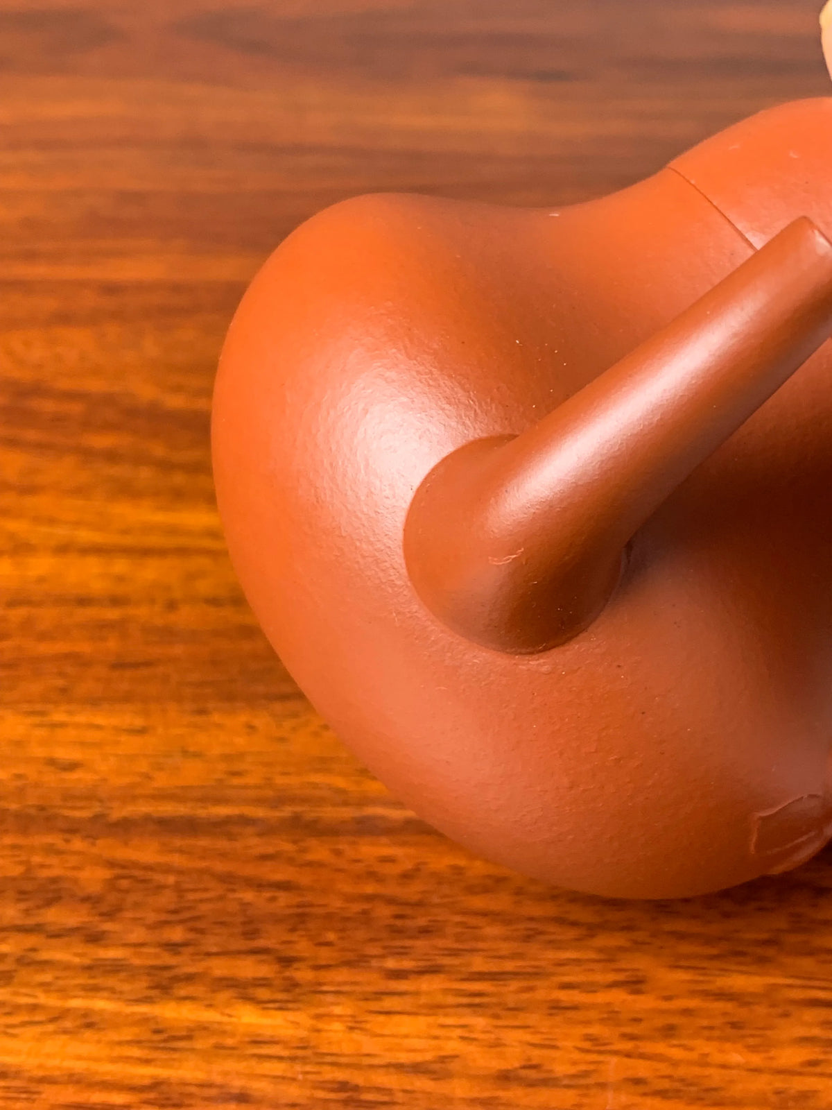 Close-up view of the yixing teapot’s spout
