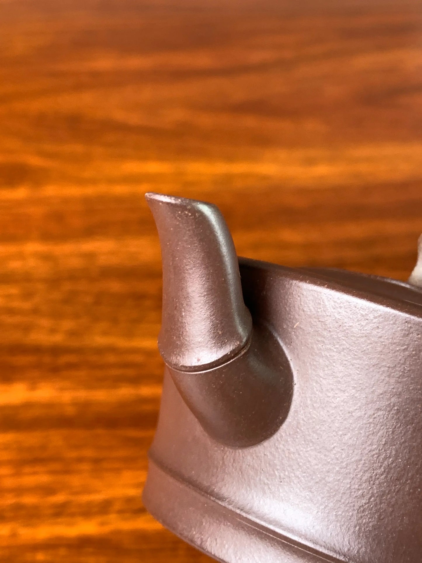 Details of the collectible teapot spout from the side