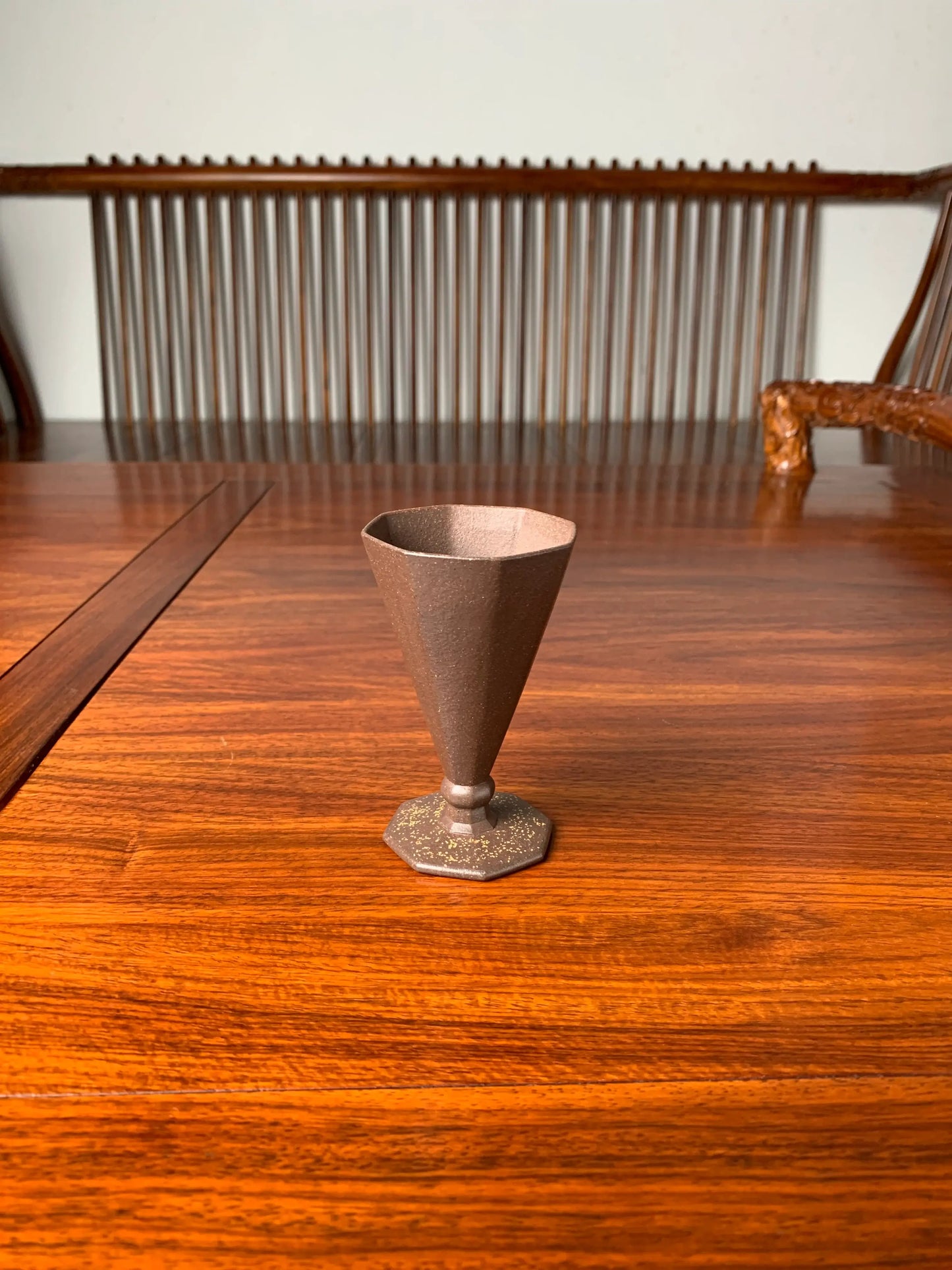 Look at the vintage teacup as a whole from a distance