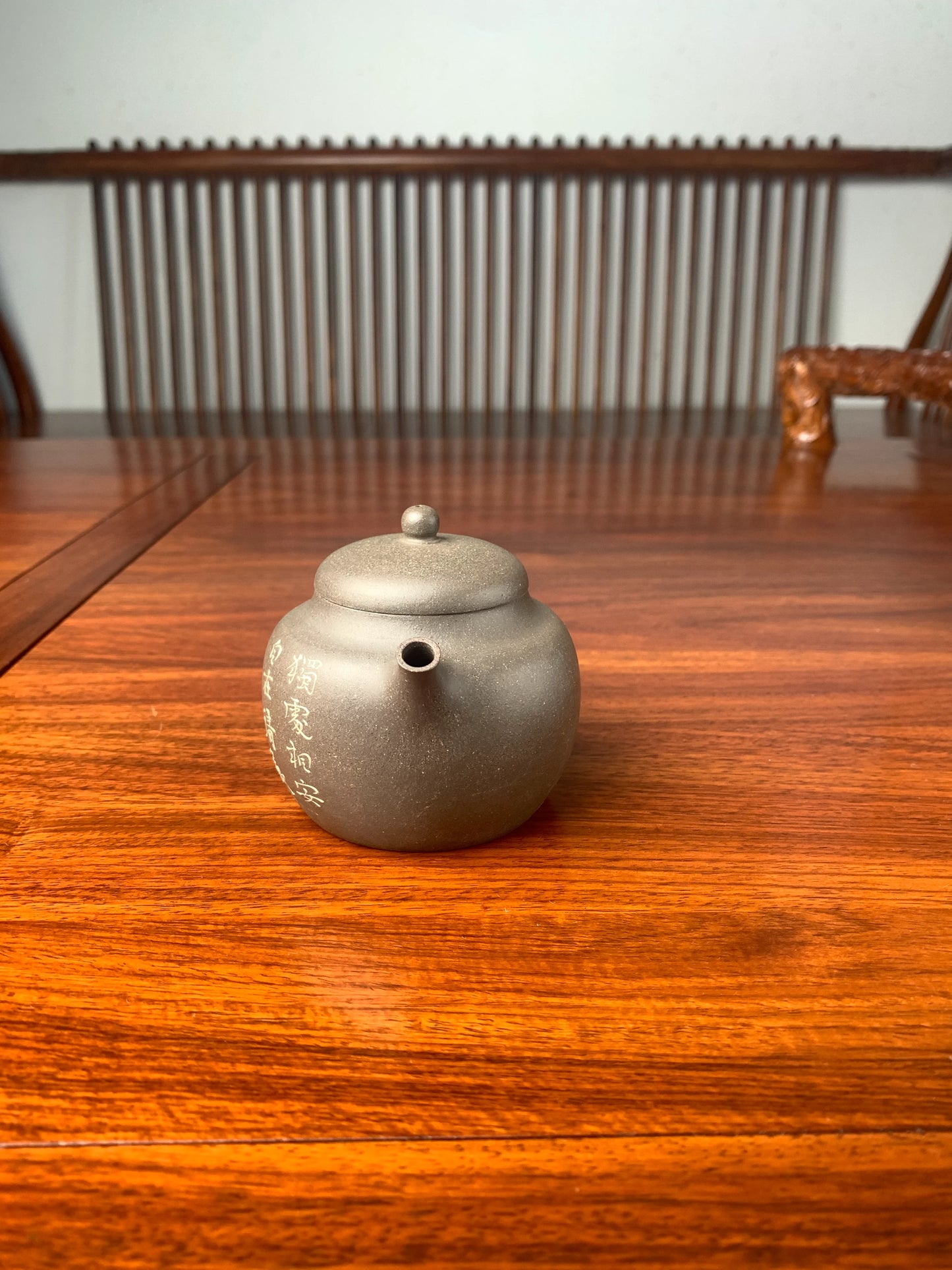 the front view of the teapot artwork named green parrot