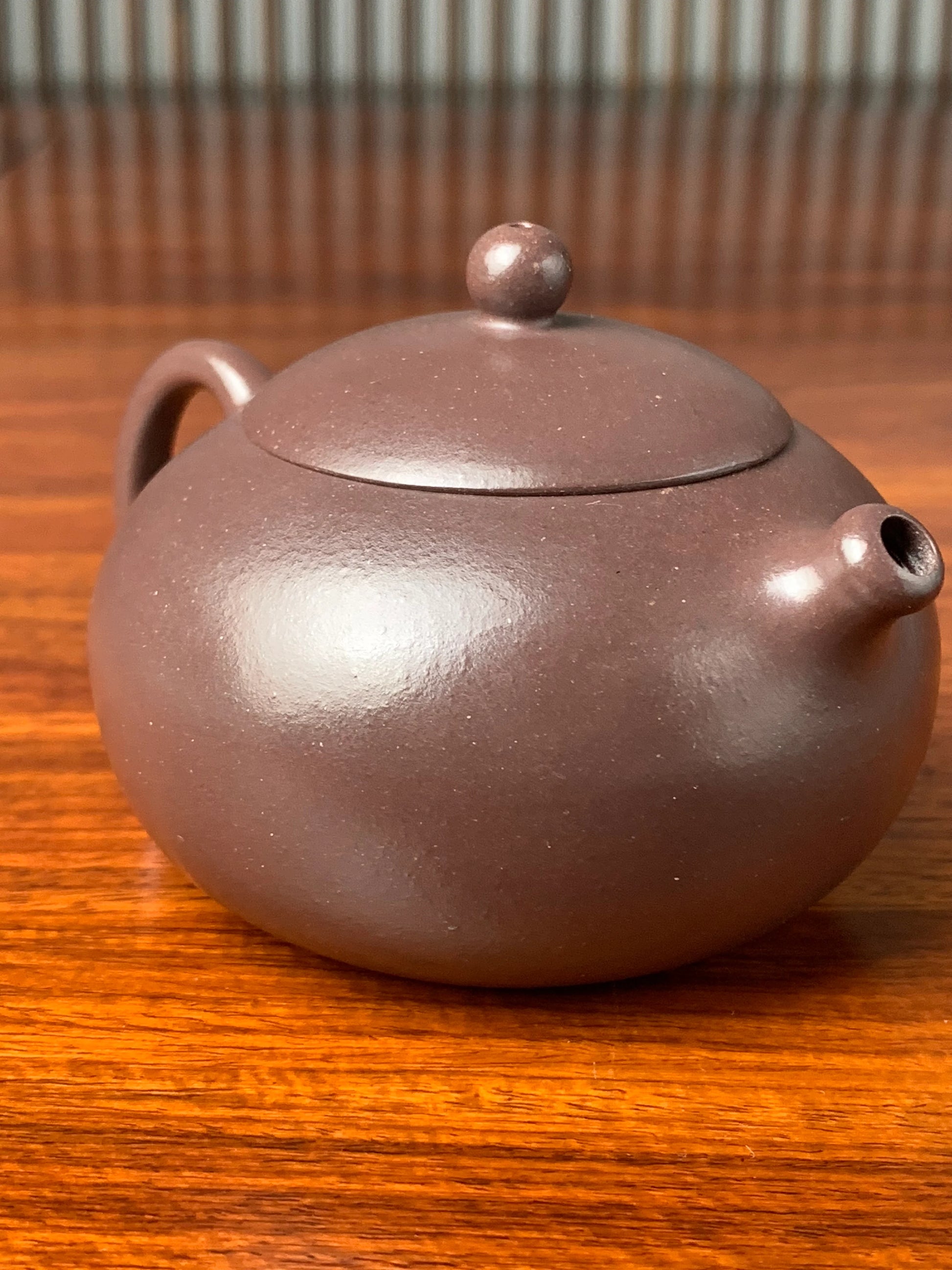 Up close, you can clearly see the texture of the zisha teapot