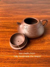 tool marks from fully handmade the teapot