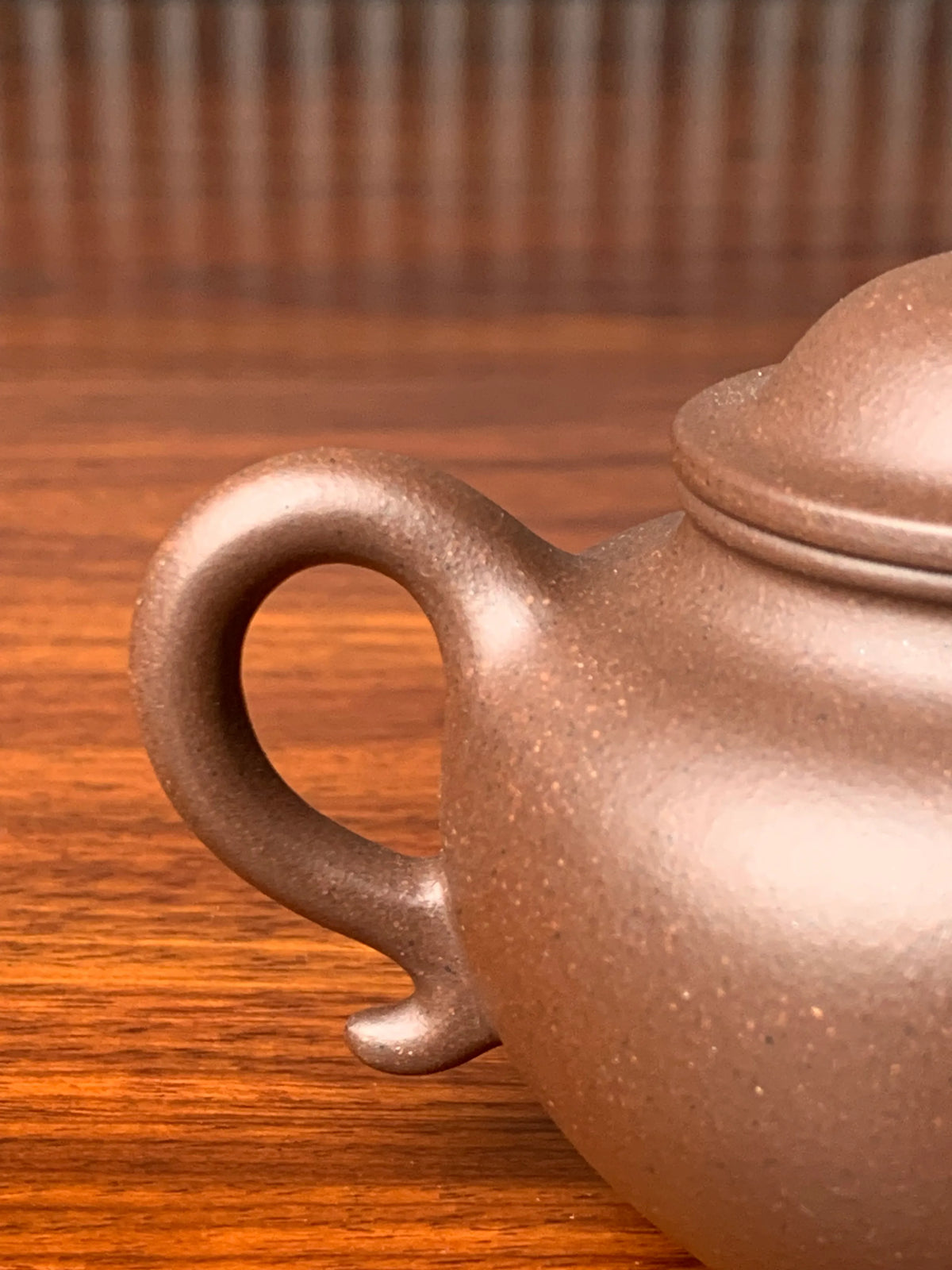 the detail of the teapot handle