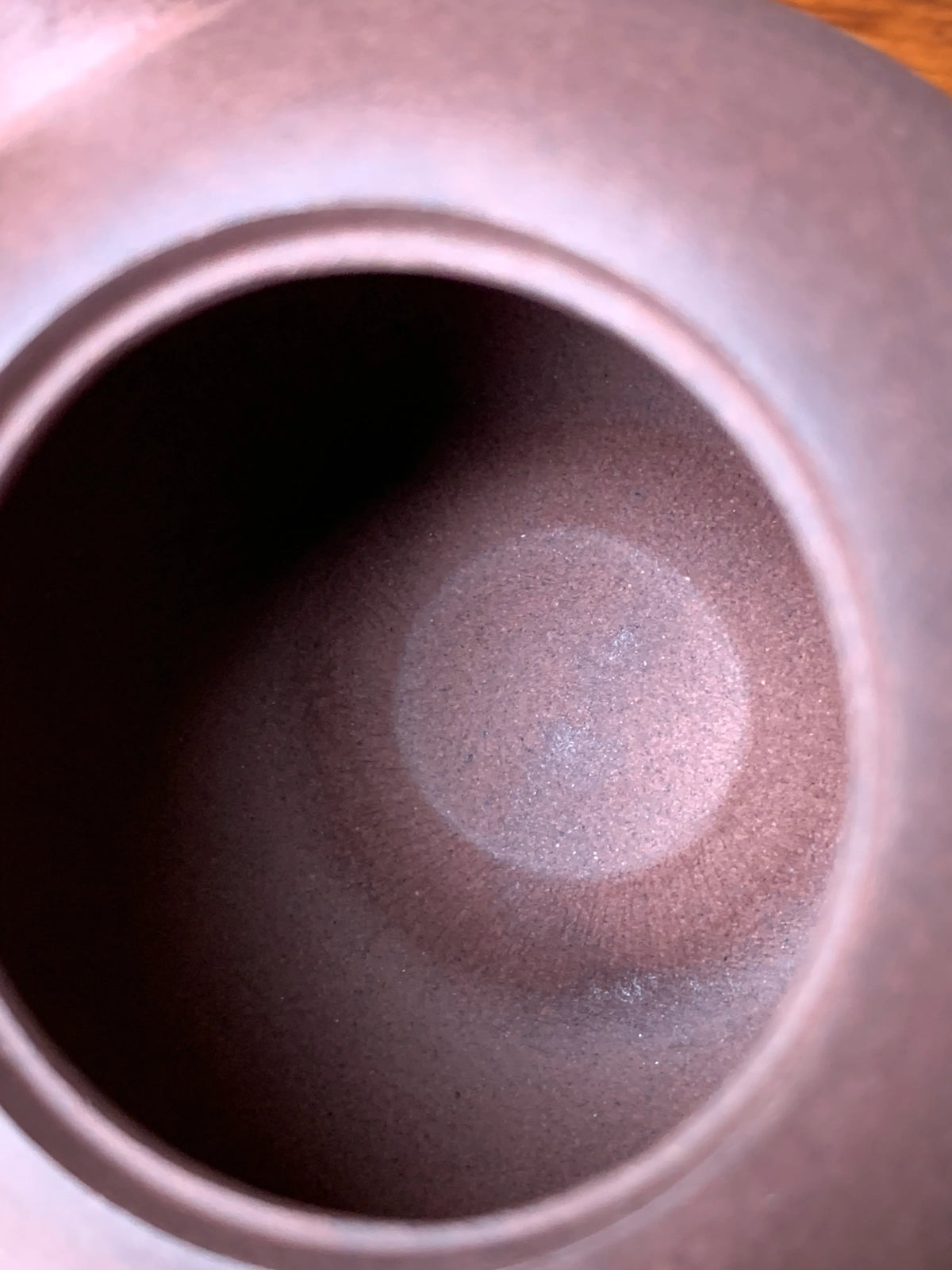 The marks left inside the teapot from the handmade crafting process