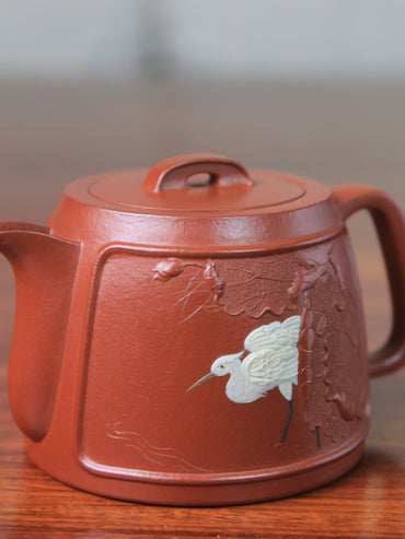Pattern detail of Vintage teapot handmade with yixing clay by teapot artist 