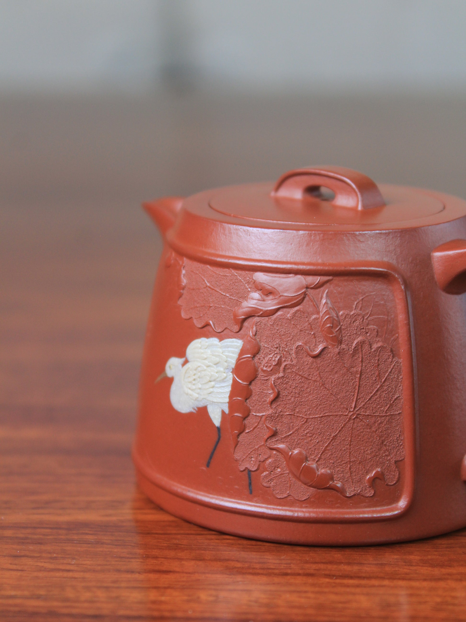 Pattern details of  Vintage teapot handmade with yixing clay by teapot artist 