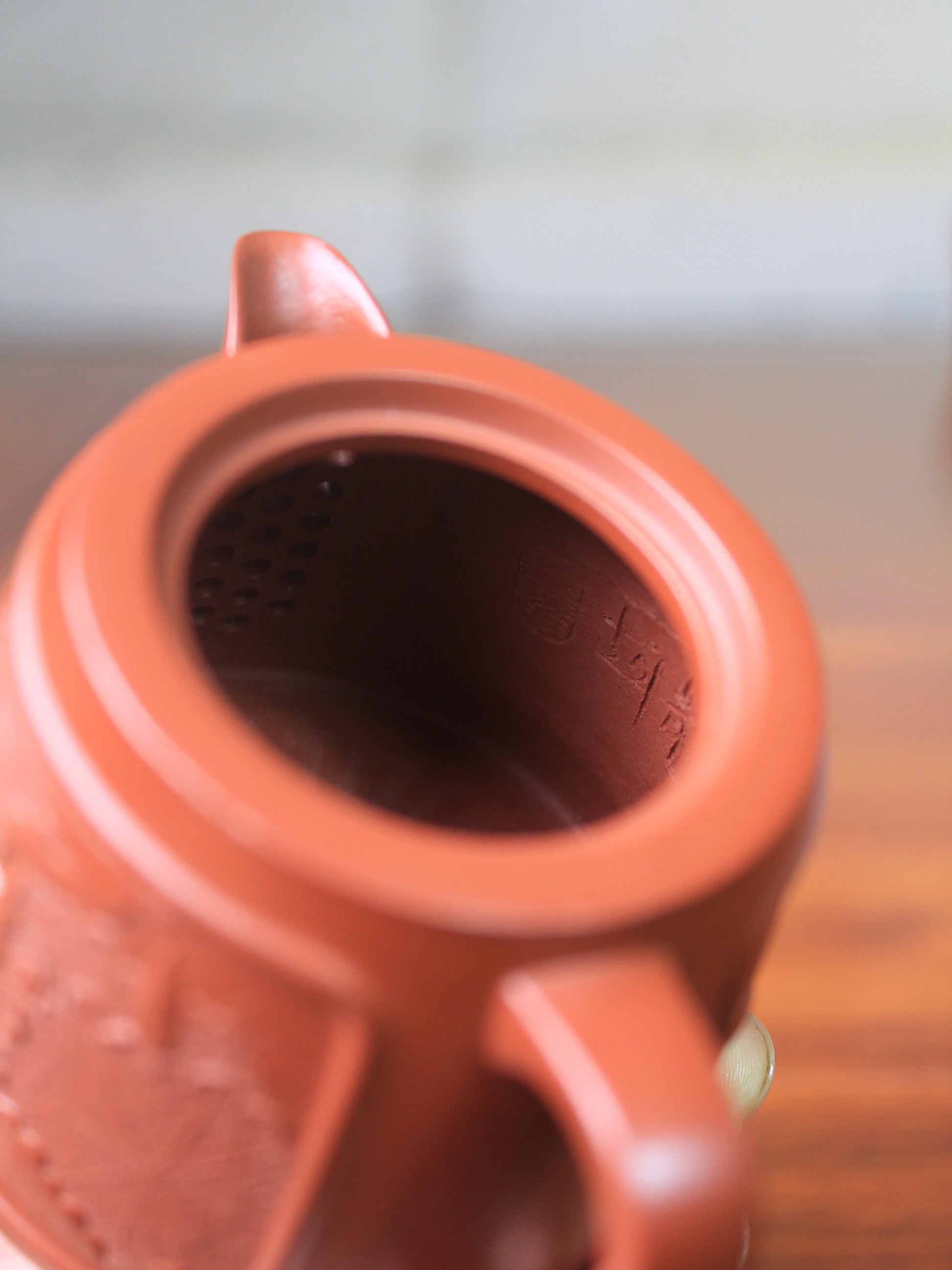 Inside mark of the Vintage teapot handmade with yixing clay by teapot artist 