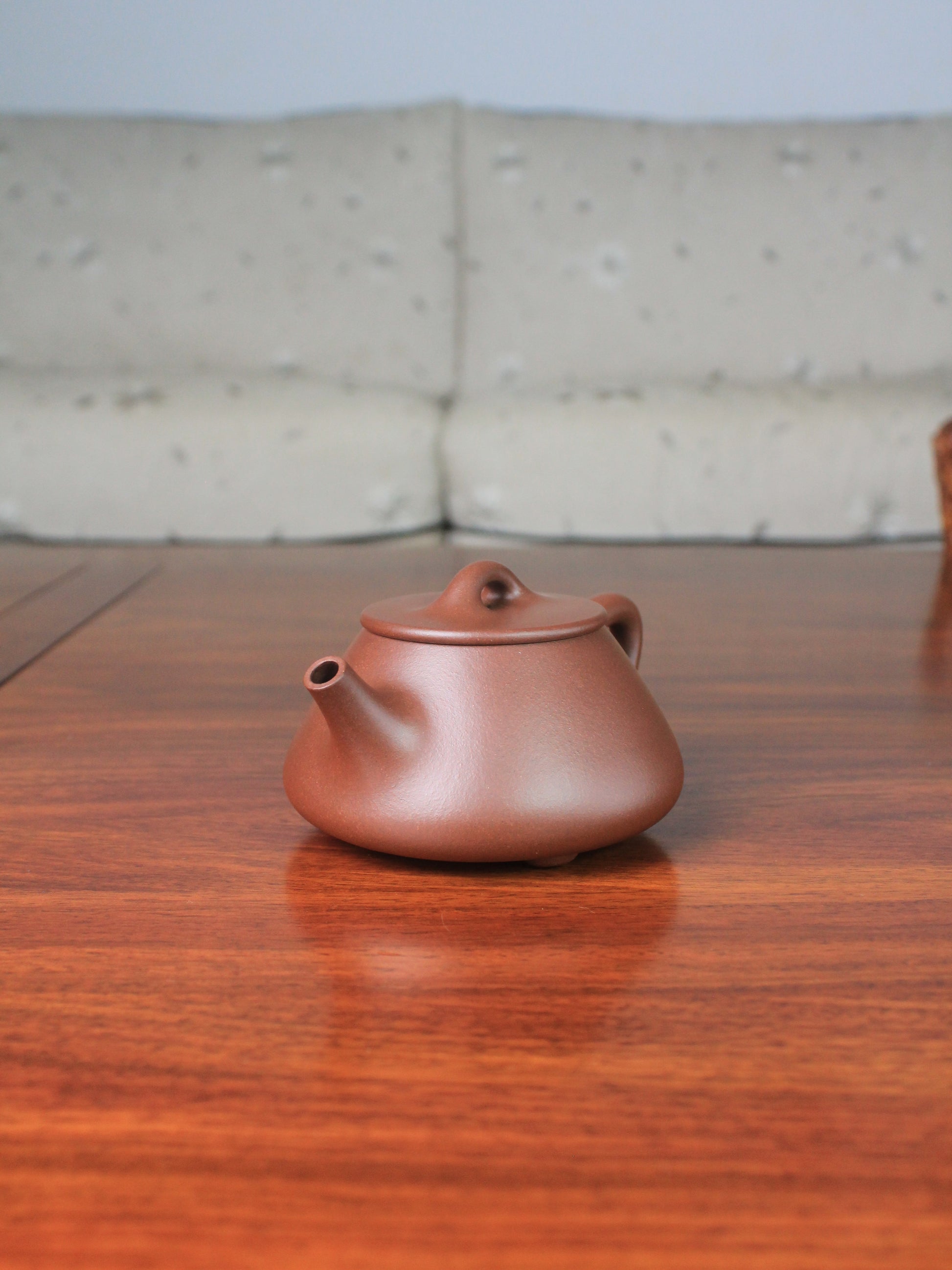 Right view of yi shing teapot shi piao handmade with yixing zisha