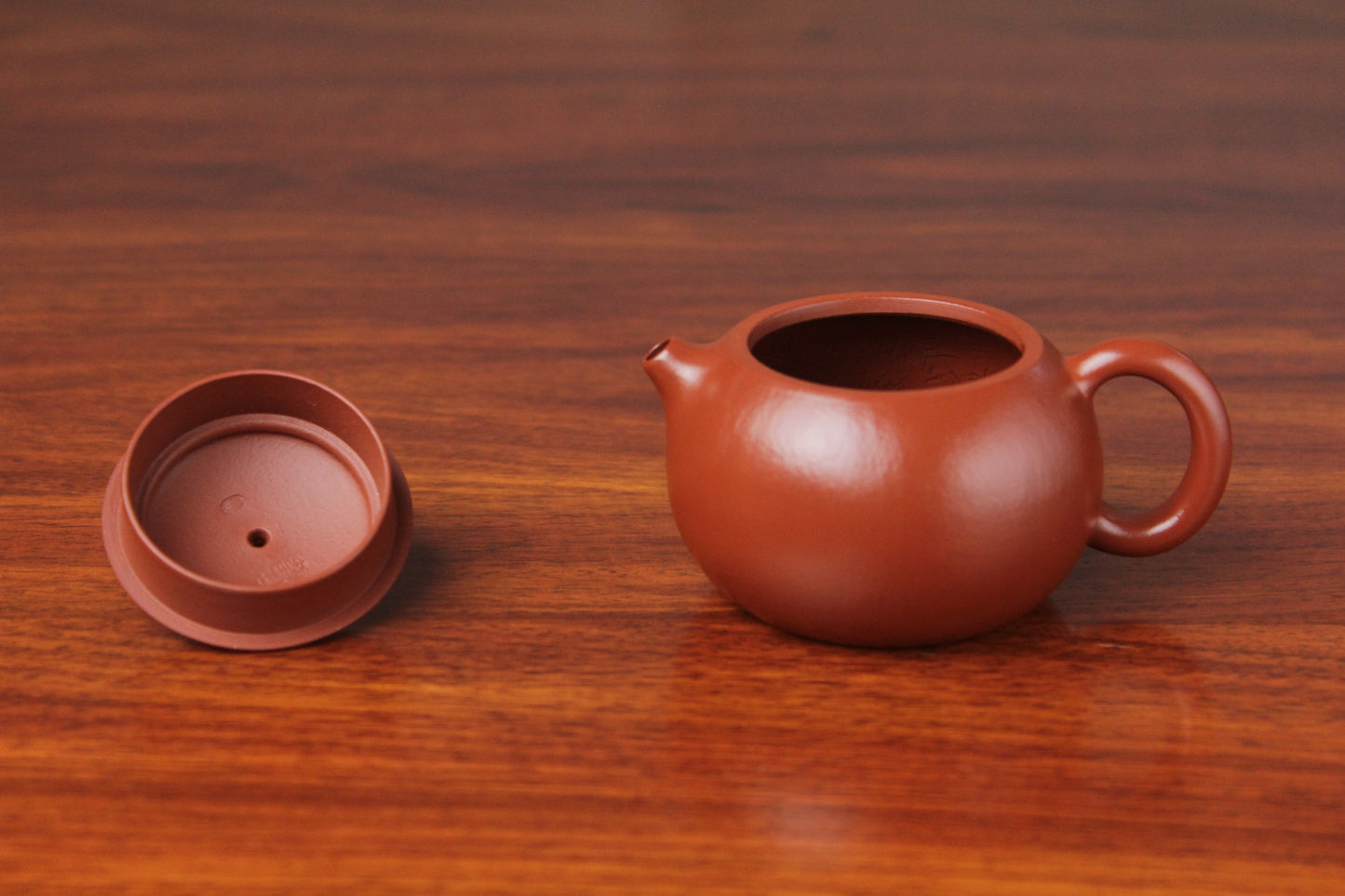 yixing clay teapot xishi on the table detail
