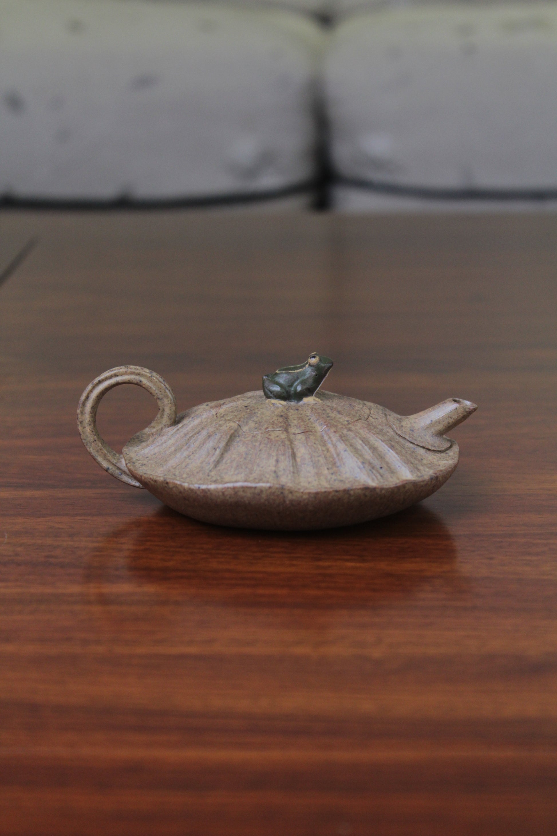 back of the yixing clay teapot on the table