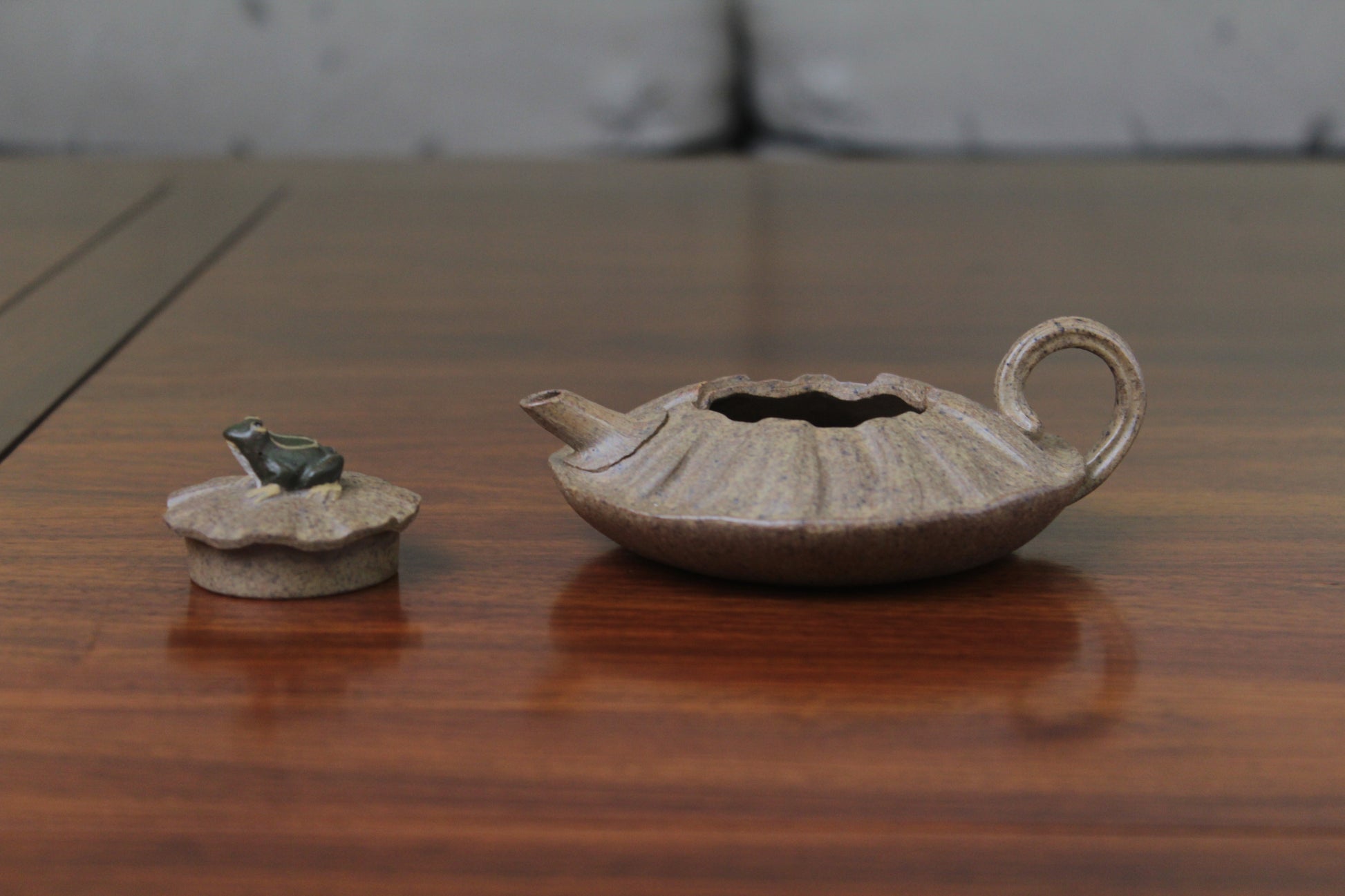 The front detail of the yixing clay teapot 