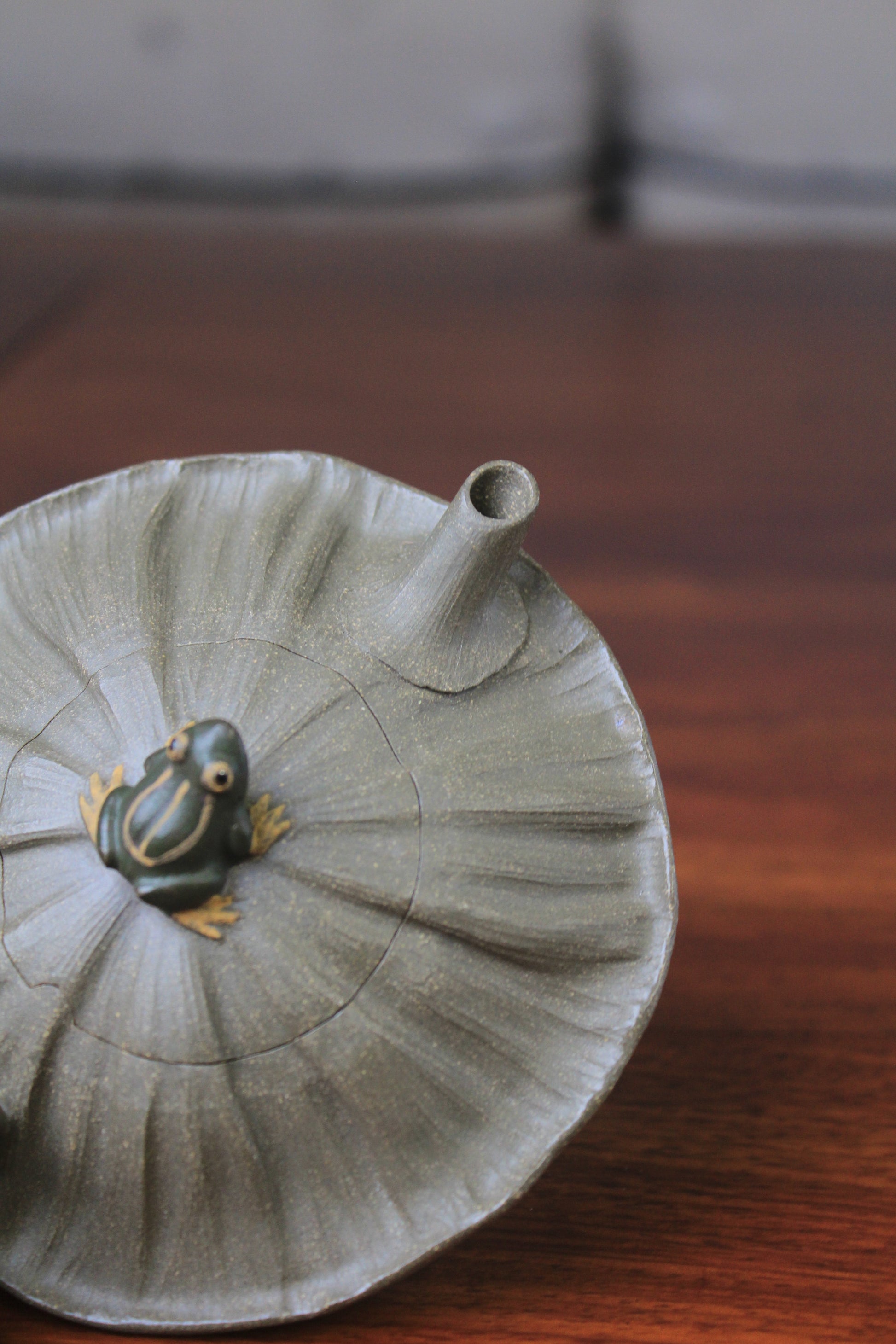 Top view of yixing clay teapot on the table