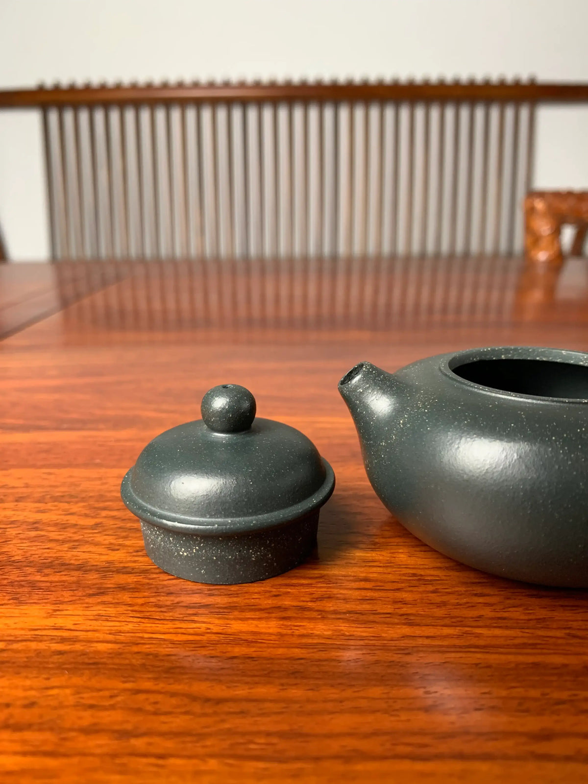 the lid and the spout of the yixing clay teapot