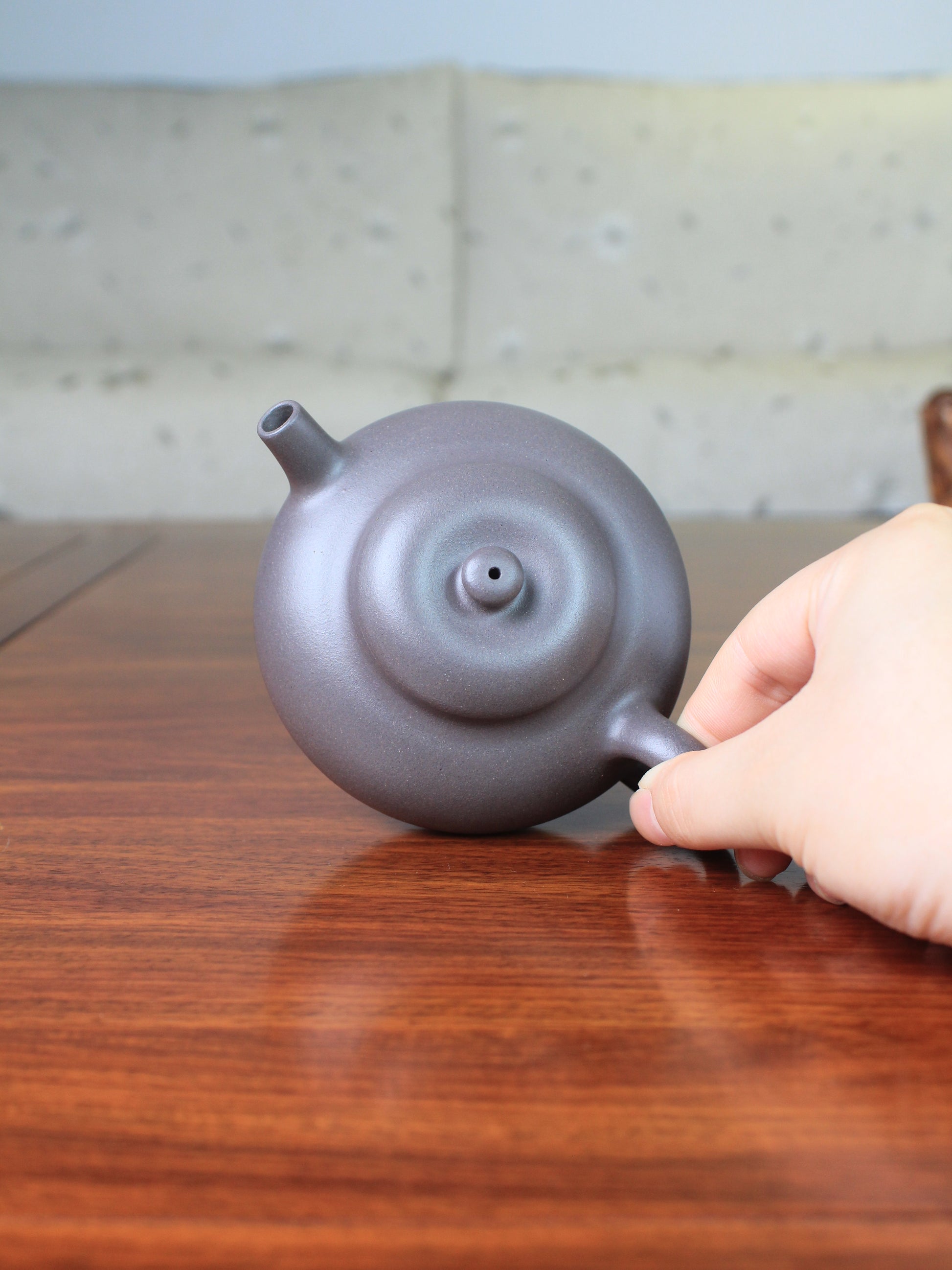 Top view of the yixing teapot handmade he huan 