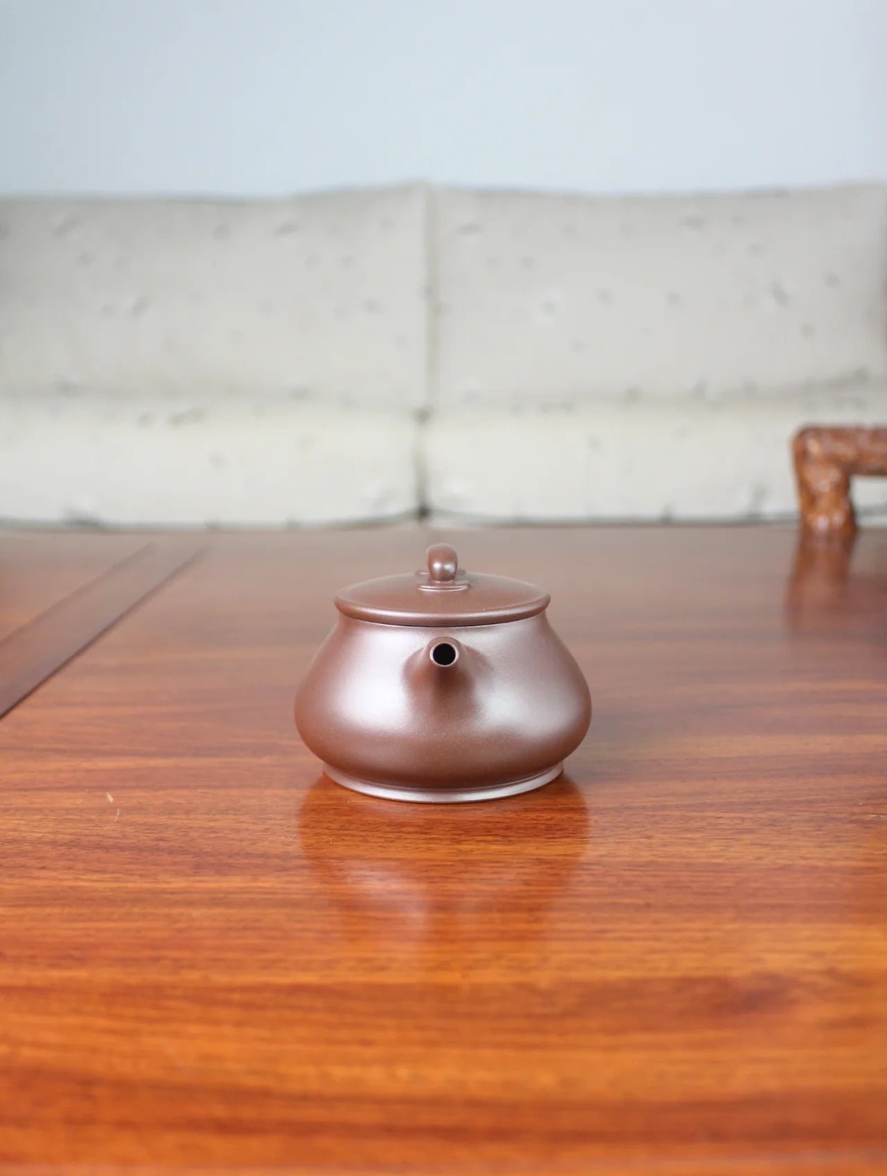 front view of zisha teapot pan hu