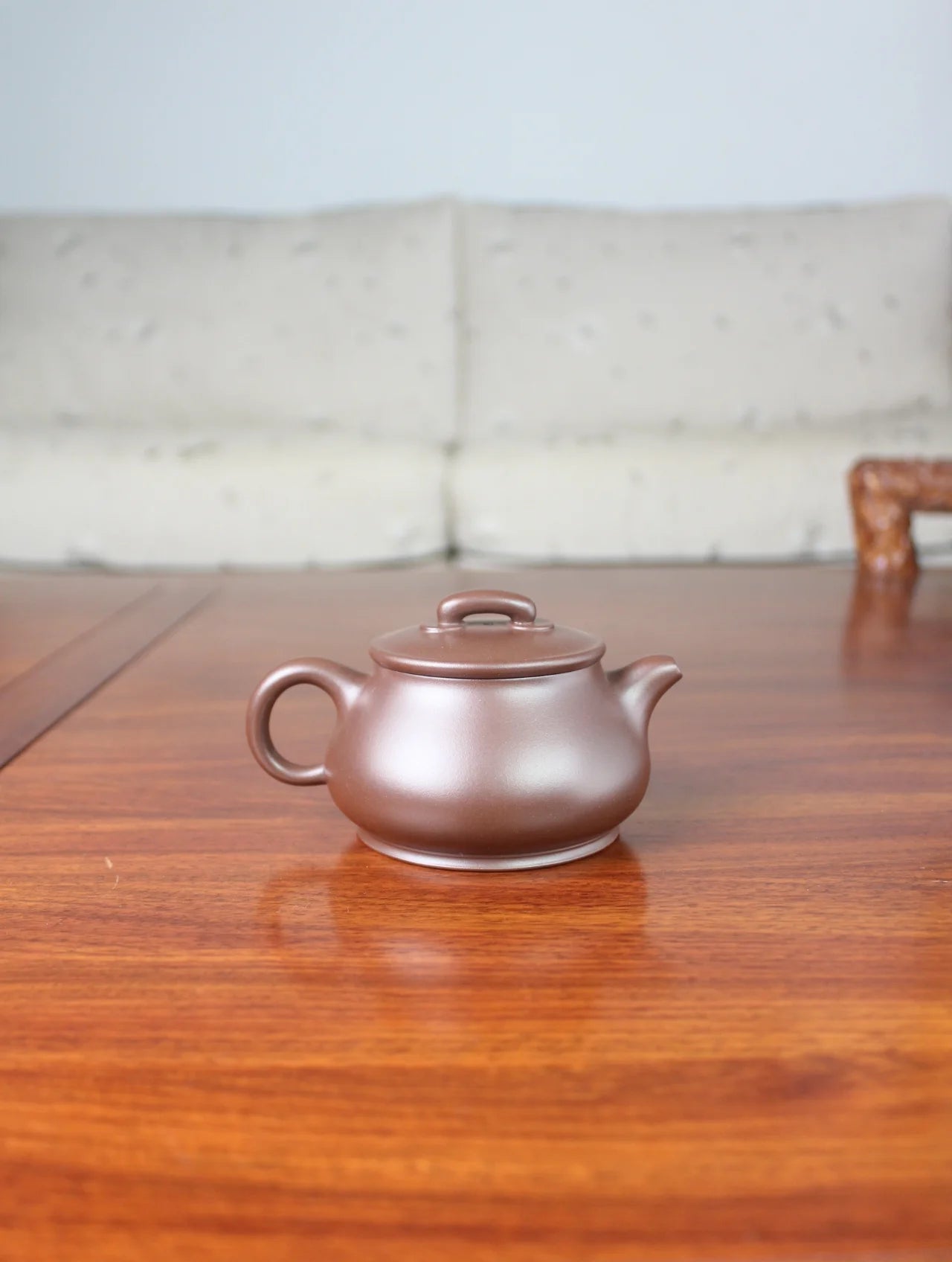 back view of zisha teapot pan hu