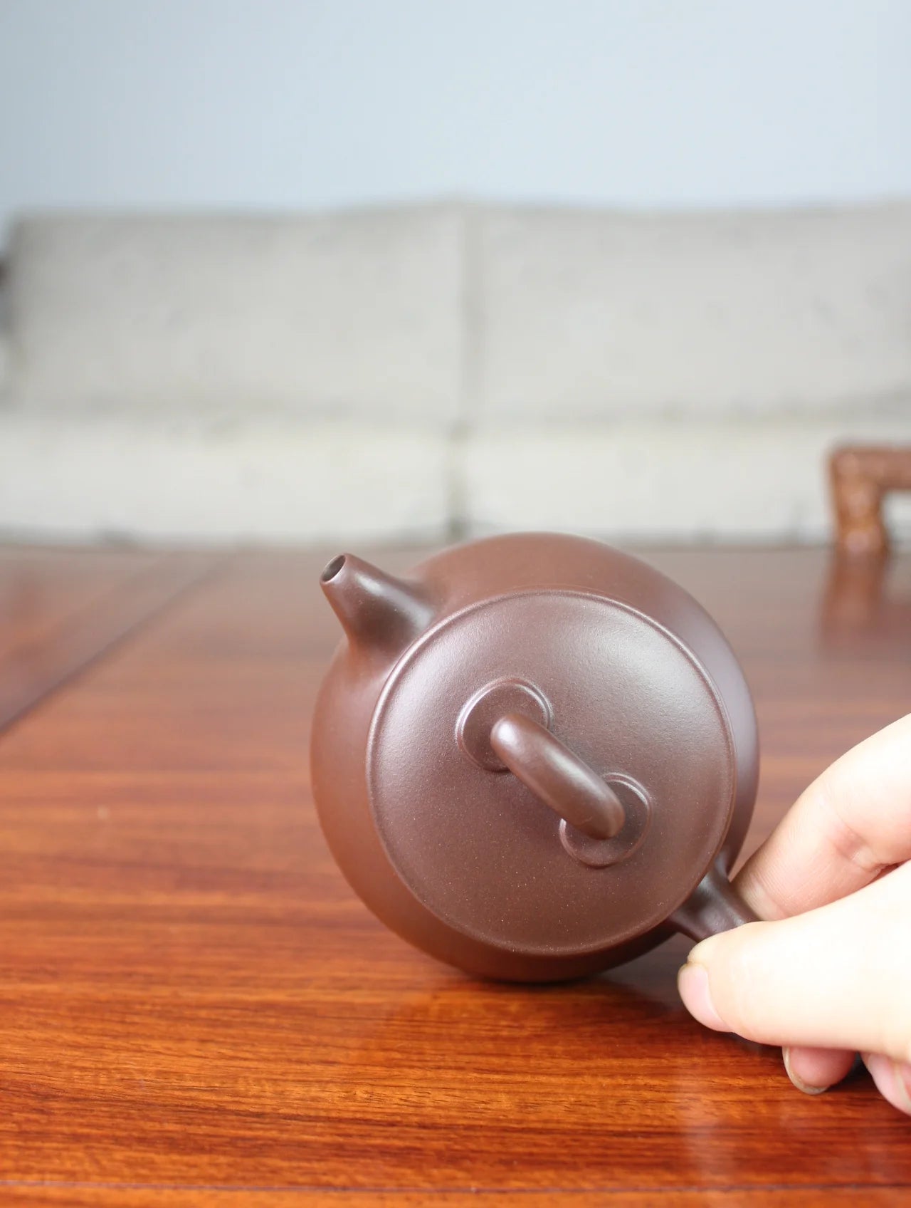 top view of yixing teapot pan hu