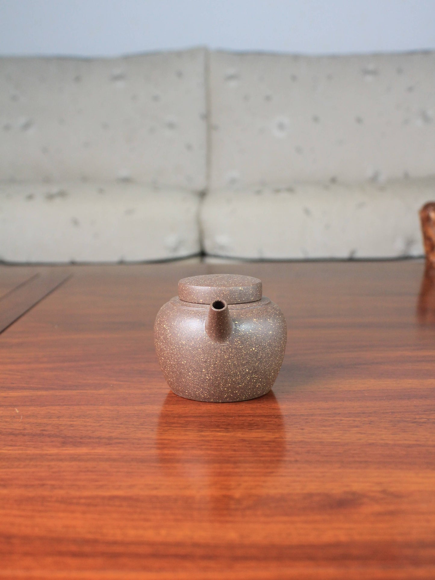 front view of yixing teapot handmade with yixing zisha clay