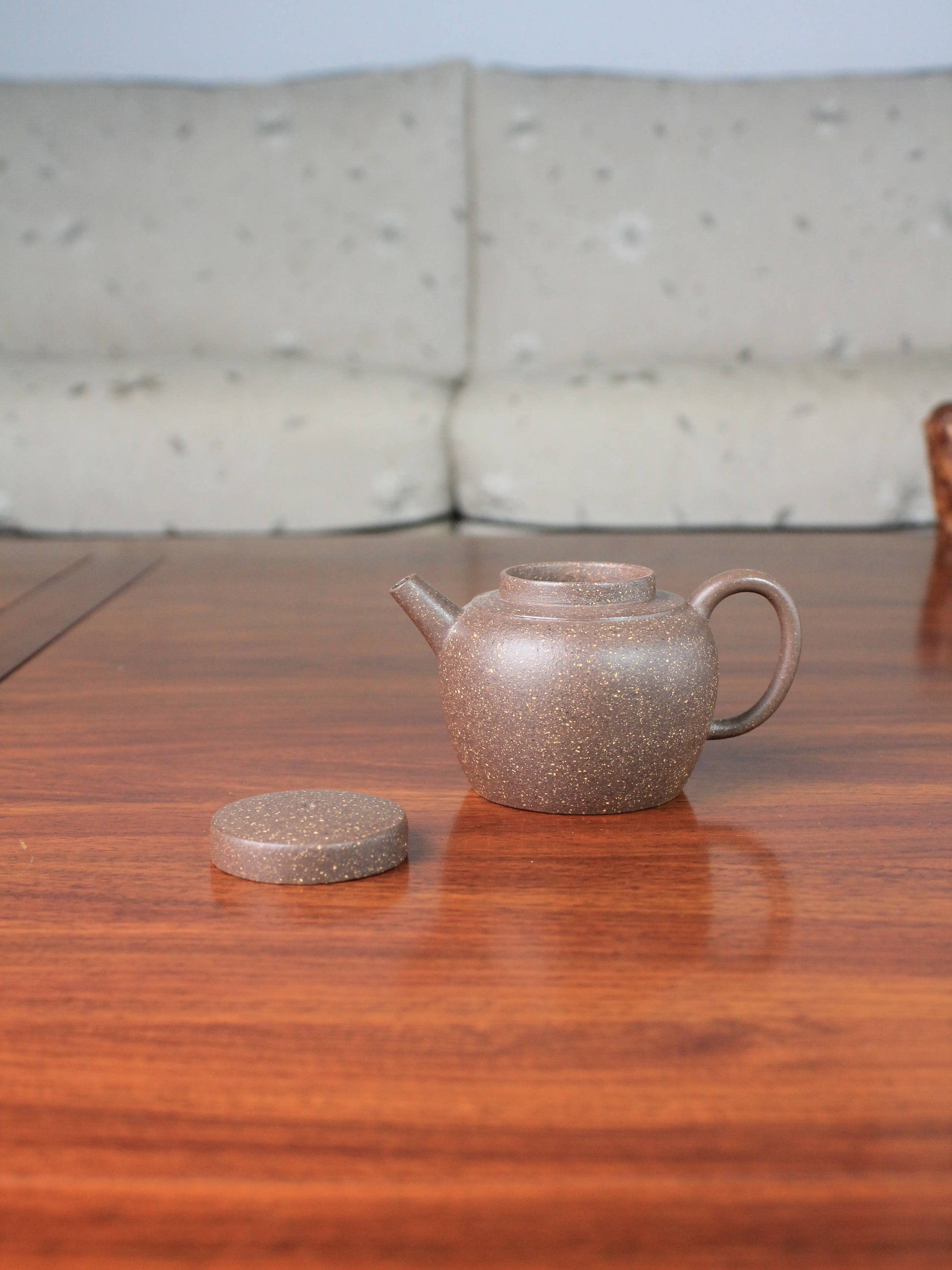 Detail of yixing teapot handmade with yixing clay duan ni 