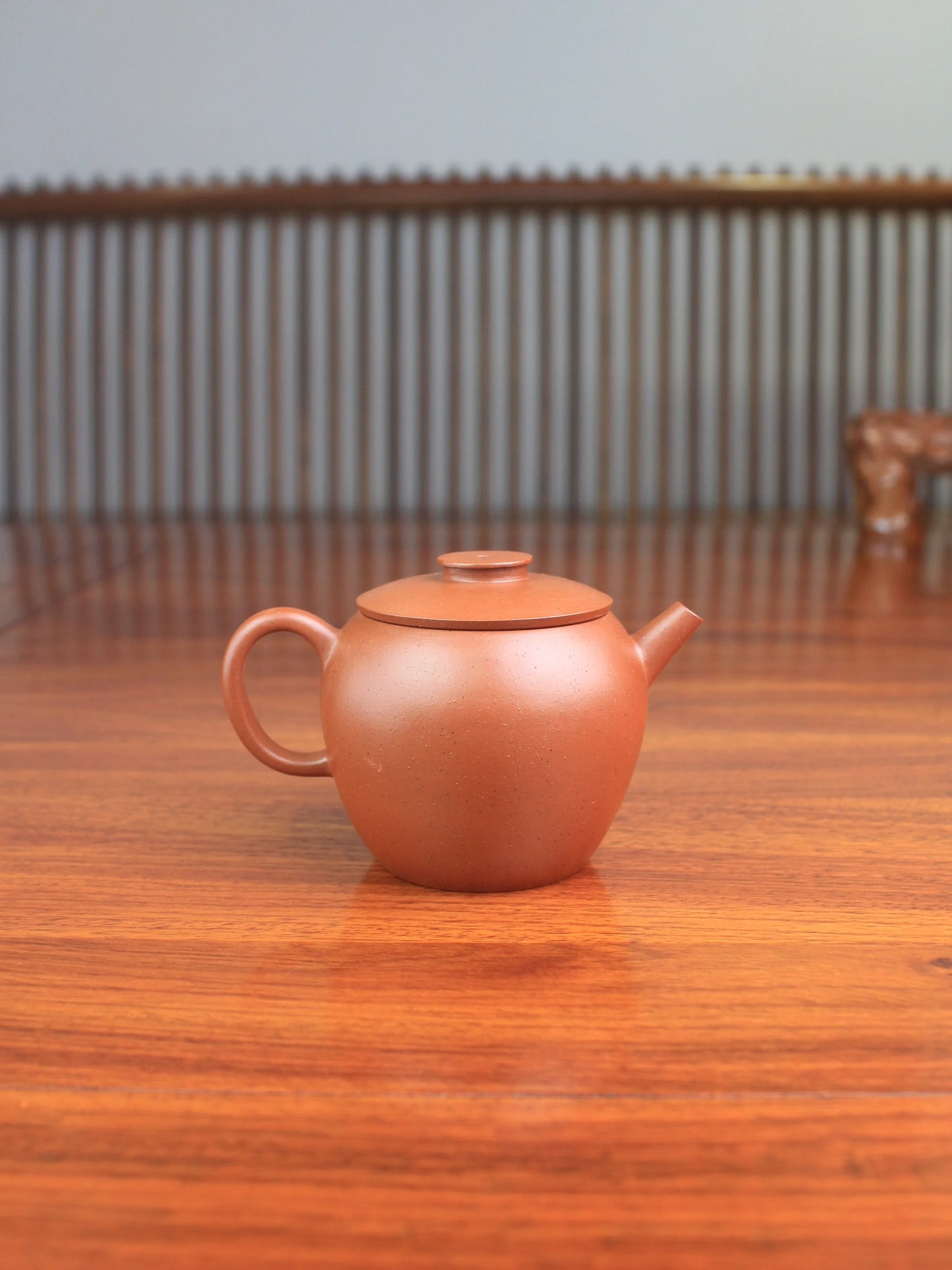 back view of Yixing teapot Ju Lun handmade with Zisha clay