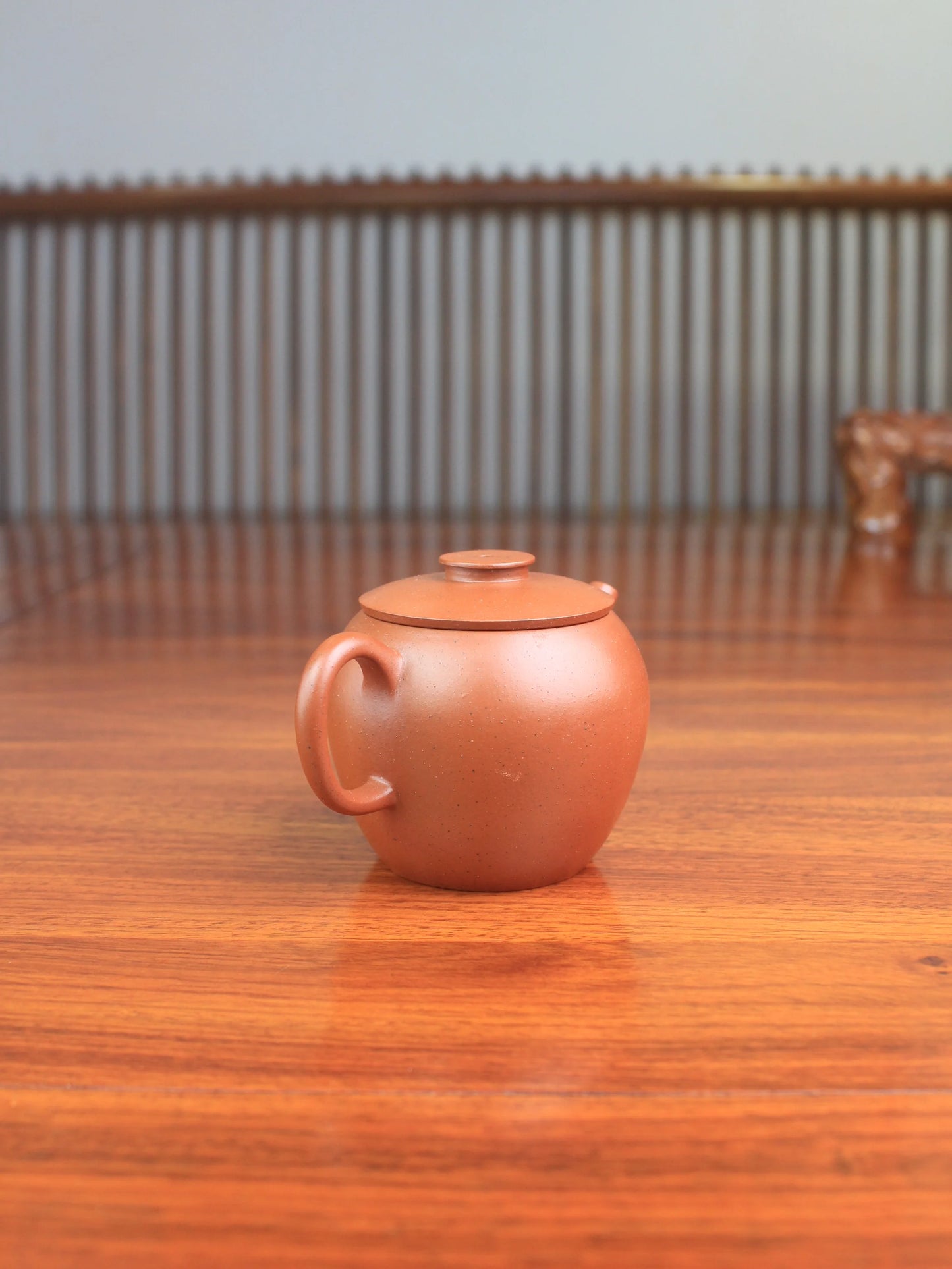 back view of Yixing teapot Ju Lun handmade with Zisha clay