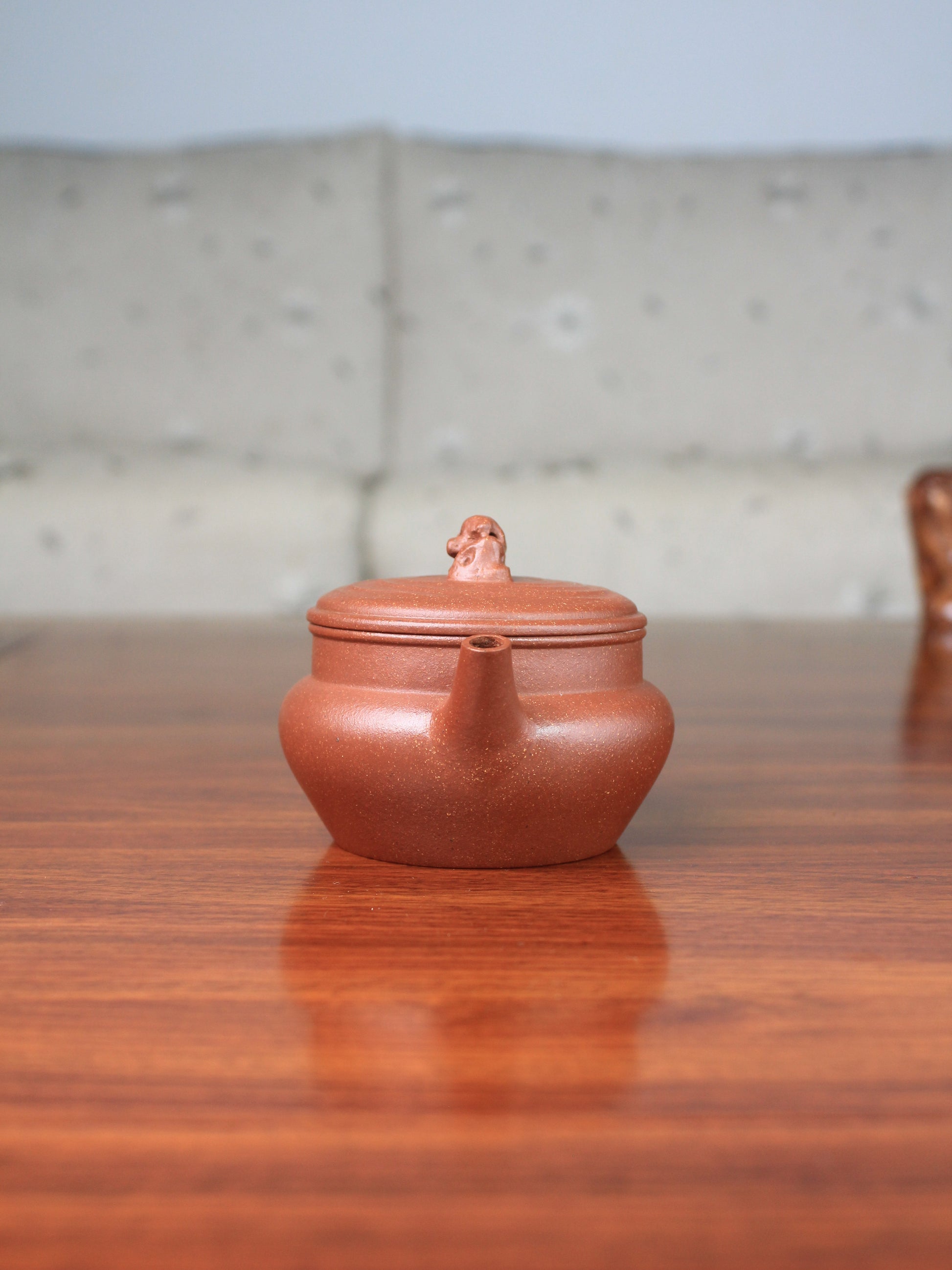 Front of yixing zisha teapot handmade by teapot artist