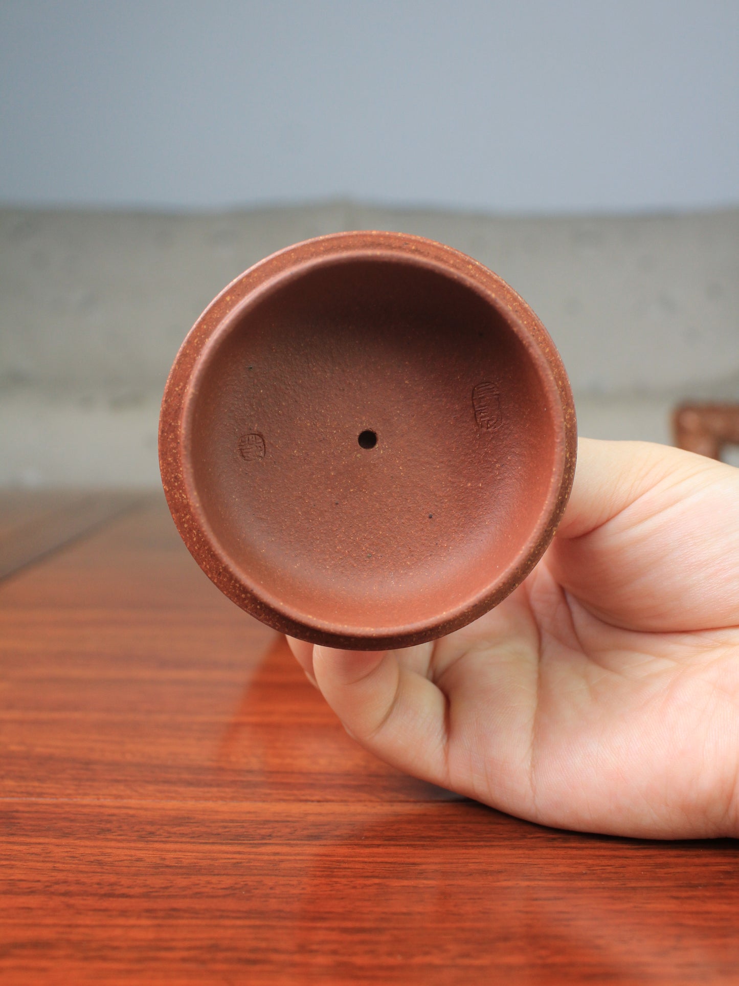 Lid of the yixing zisha teapot handmade by teapot artist