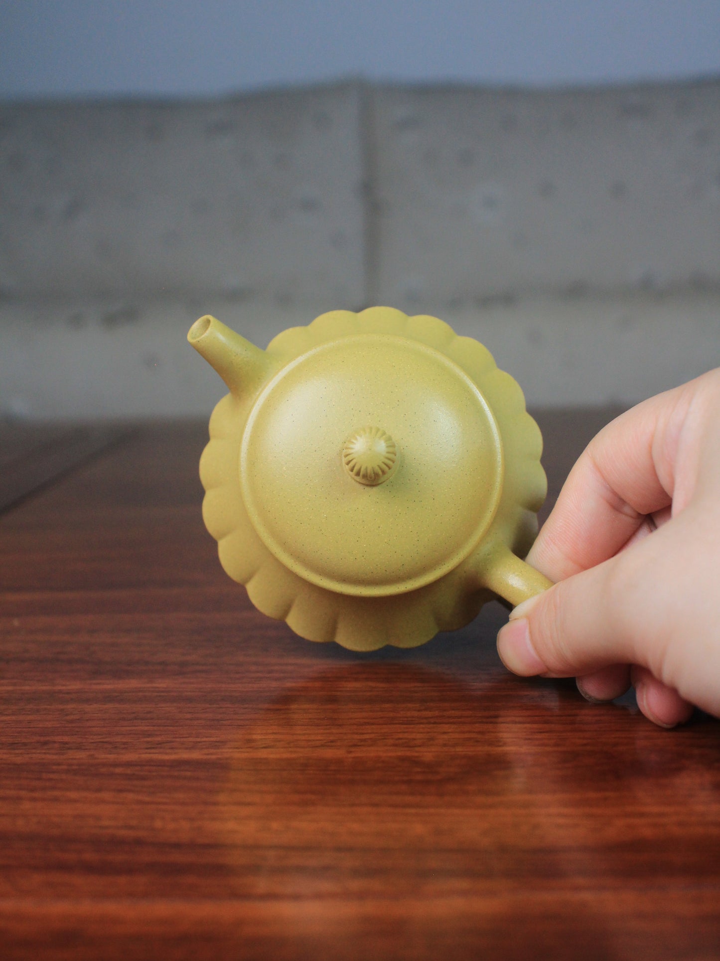 top view of the zisha teapot handamde with authentic yixing clay