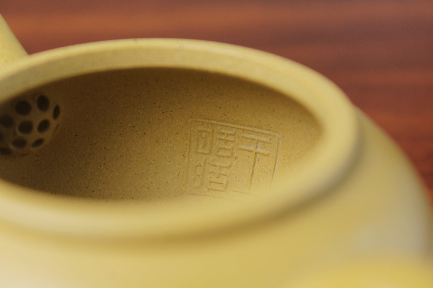 the inside mark of zisha teapot, handmade with purple clay from teapot art zisha art gallery 