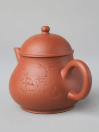 zisha teapot named pan hu on the table - side view