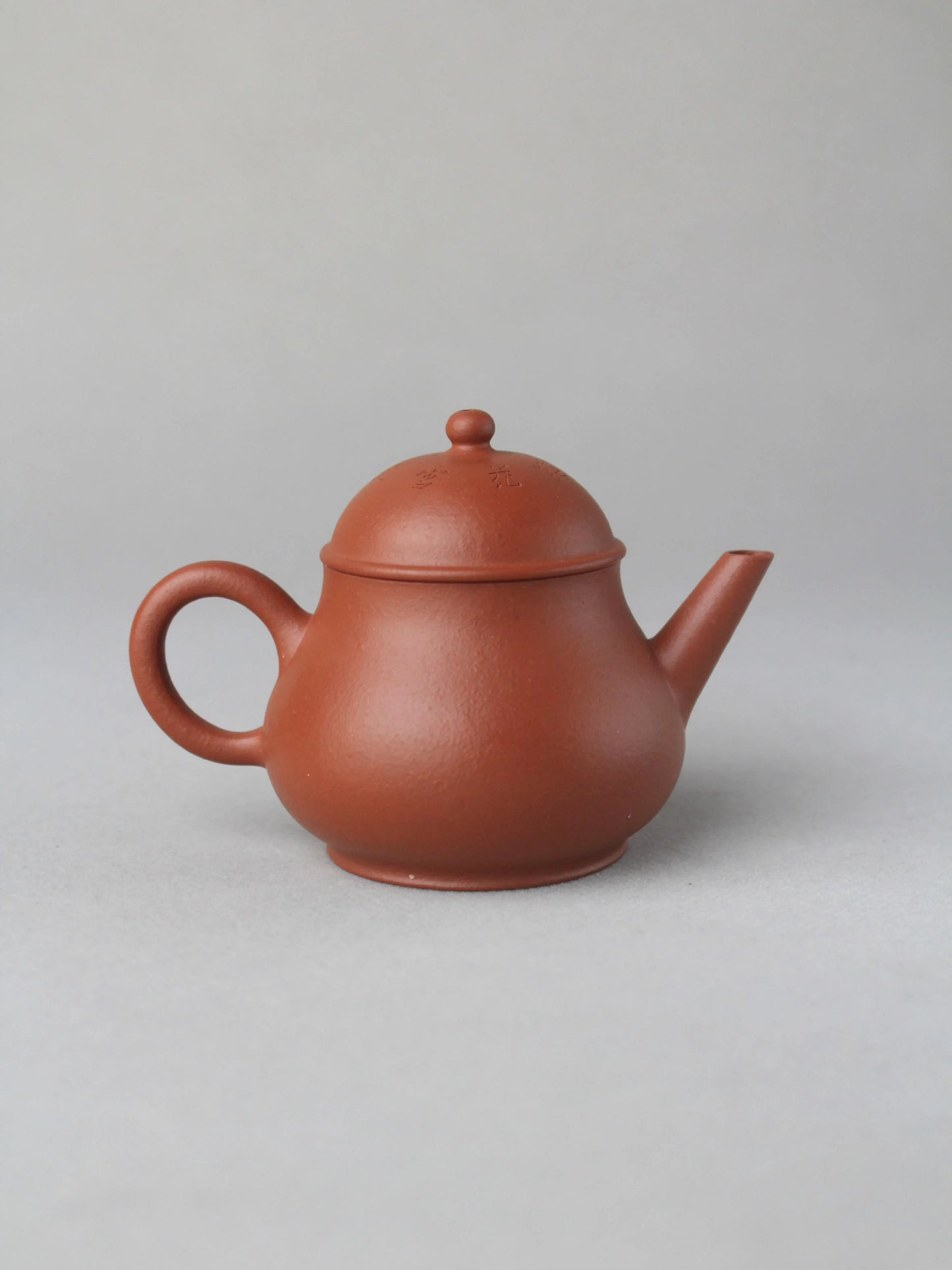 zisha teapot named pan hu on the table - back view