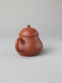 zisha teapot named pan hu on the table - left view