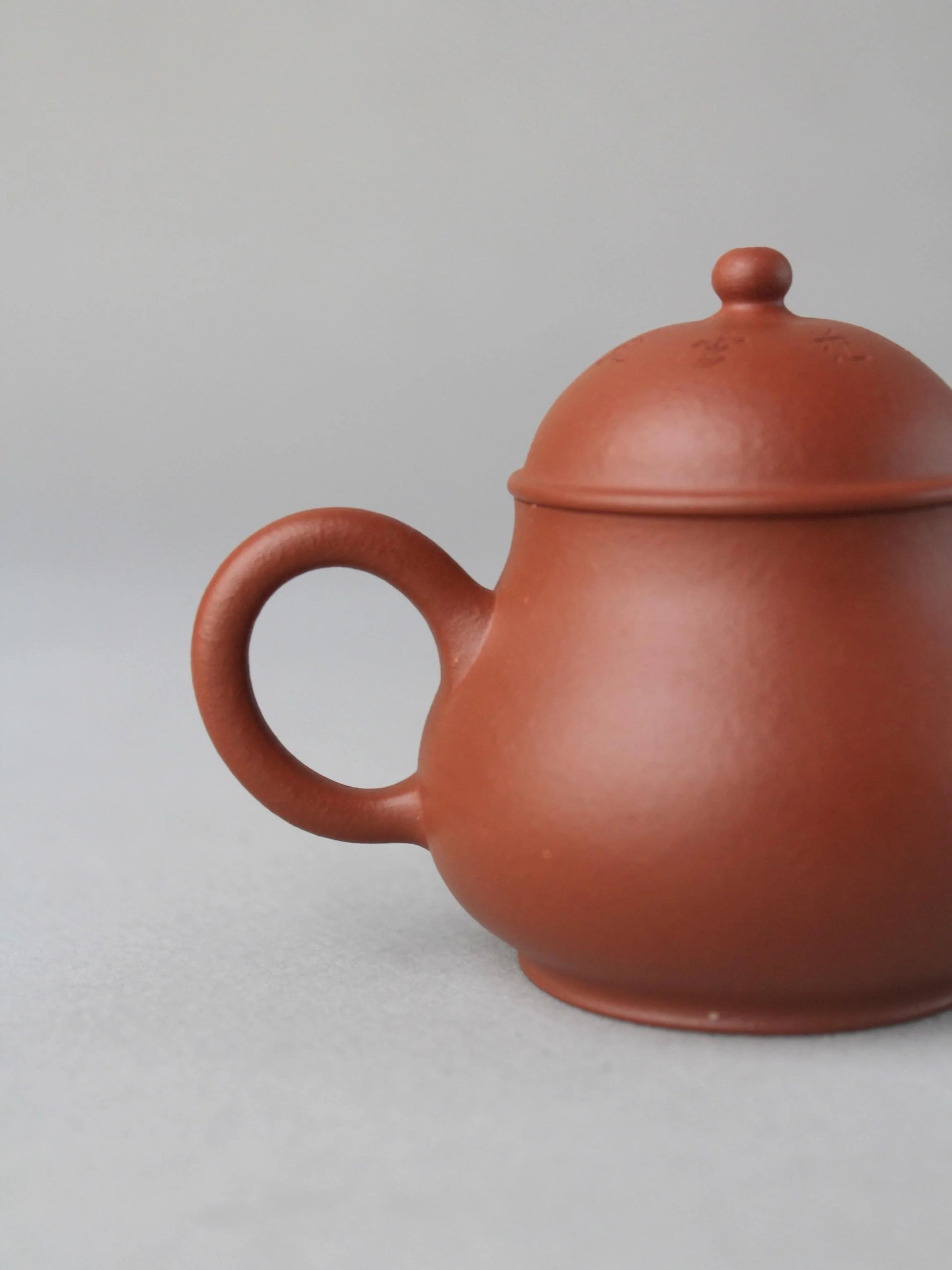 the handle of zisha teapot named pan hu