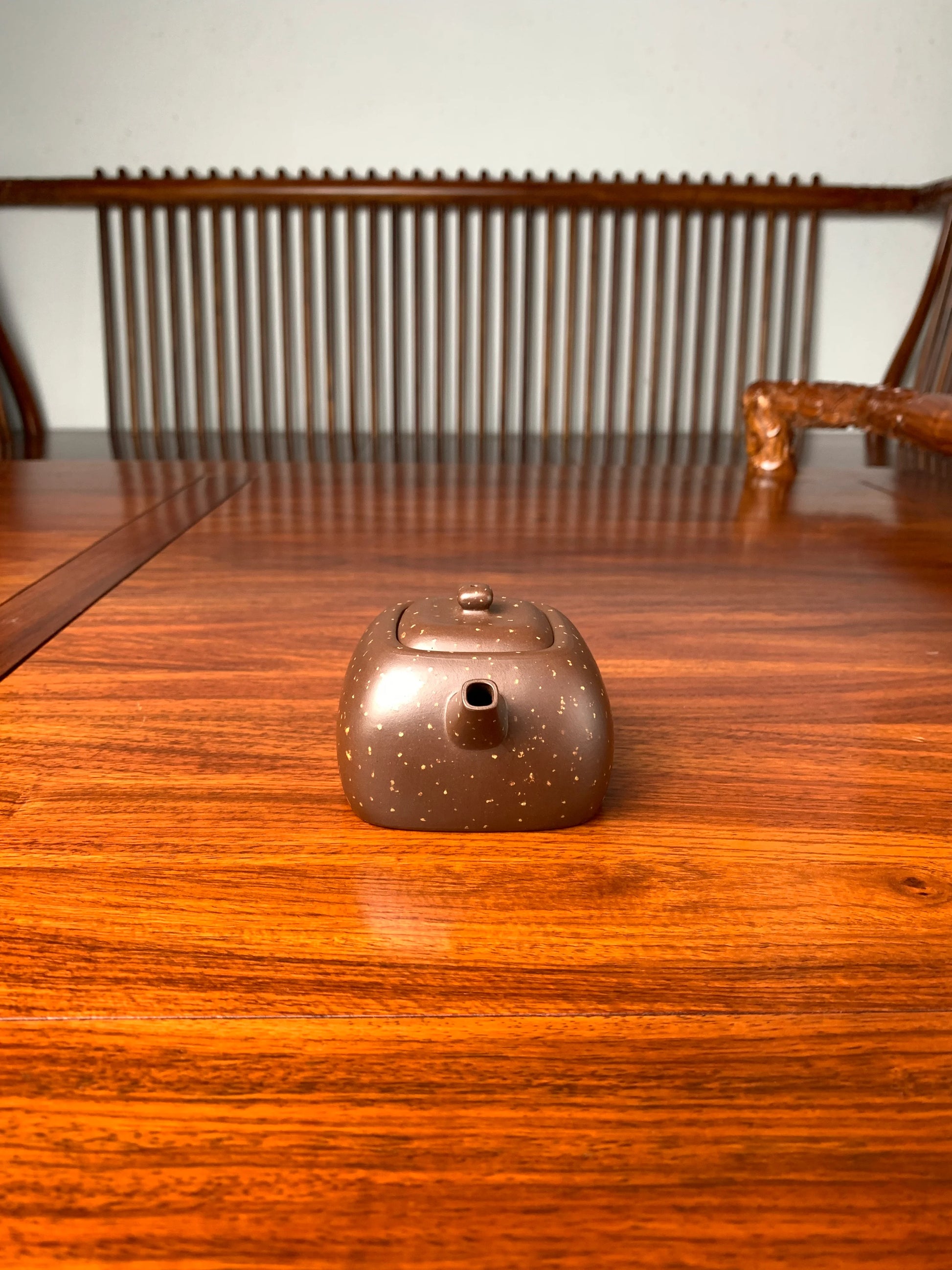 the zisha teapot on the table front view