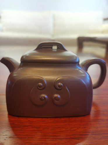 Siyutao Teapot,bronze Square青铜四方,authentic yixing zisha DiCaoQing,excellent clay,220ml,full handmade & aged 42 years - SiYuTao Teapot