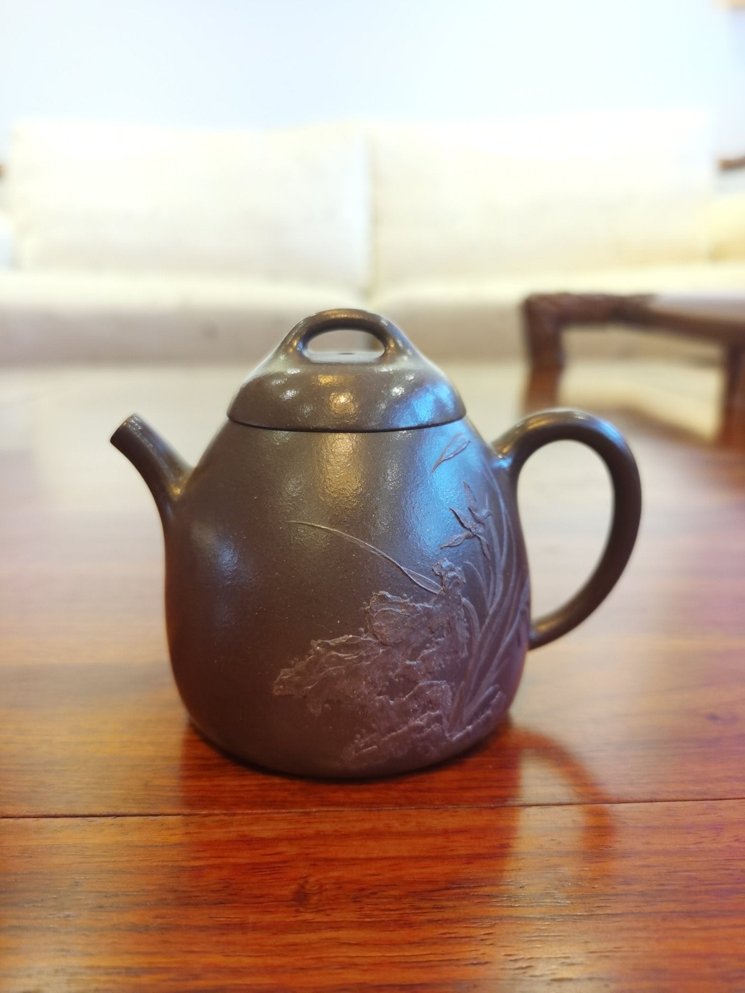 The QinQuan秦权 ,150ml, Gu Fa Lian ni (Most Archaic Clay Forming) DiCaoQing clay from HuangLong mine 4 and aged 26 years ,Full handmade（only one is available） - SiYuTao Teapot